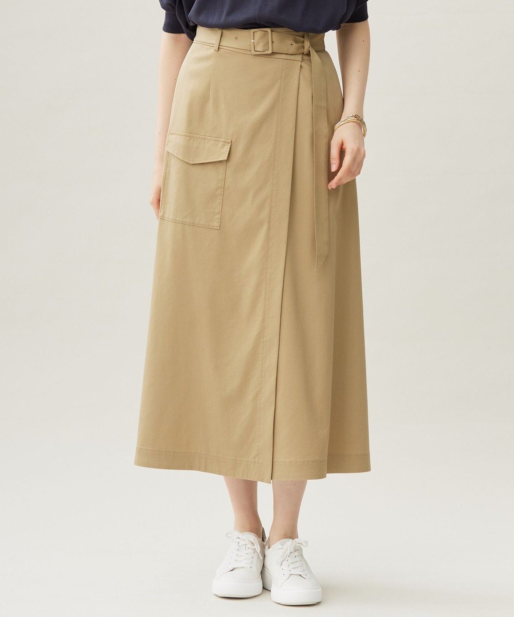 【自由区/JIYU-KU】のデニムライクボトムフレア スカート インテリア・キッズ・メンズ・レディースファッション・服の通販 founy(ファニー) 　ファッション　Fashion　レディースファッション　Fashion for Women　スカート　Skirts　Aライン・フレアスカート　A-Line & Flared Skirts　おすすめ　Recommended / Our Picks　アシンメトリー　Asymmetrical Style　ウォッシャブル　Machine Washable　ストレッチ　Stretch, Stretchy Fabric　ビンテージ　Vintage, Retro Style　フラップ　Flap, Flap Pocket　フレア　Flare, Flared　ポケット　Pocket, Pocket Detail　夏　Summer　春　Spring　S/S・春夏　SS, Spring/Summer, Warm Season　ベージュ|ID: prp329100004542957 ipo3291000000035520366