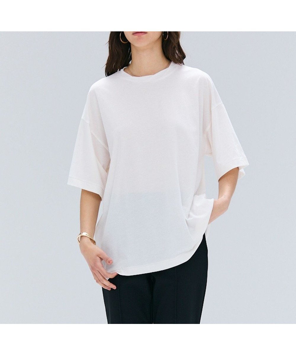 【ベイジ,/BEIGE,】の【BEIGE,ecru/WEB限定・洗える】FINE DRY TOUCH / ねじりデザインコットンオーバーサイズTシャツ インテリア・キッズ・メンズ・レディースファッション・服の通販 founy(ファニー) 　ファッション　Fashion　レディースファッション　Ladies' Fashion Online　トップス・カットソー　Tops/Tshirt　シャツ/ブラウス　Shirts/Blouses　ロング / Tシャツ　T-Shirts　カットソー　Cut and Sewn　カットソー　Cut And Sew　夏　Summer　春　Spring　S/S・春夏　Ss・Spring/Summer　洗える　Washable　White|ID: prp329100004543015 ipo3291000000032662854