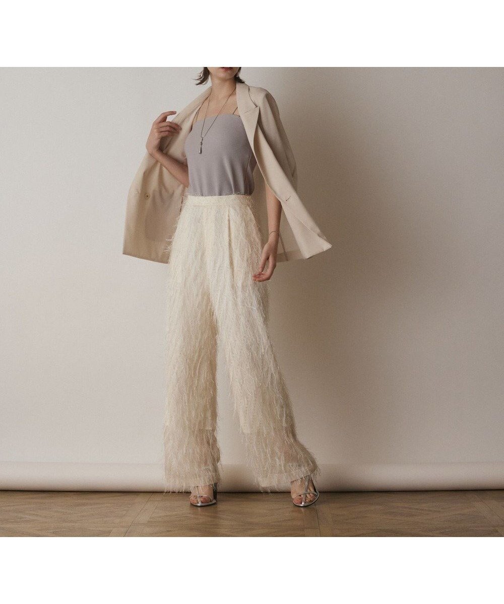 【グレース コンチネンタル/GRACE CONTINENTAL】のフリンジワンタックパンツ 人気、トレンドファッション・服の通販 founy(ファニー) 　ファッション　Fashion　レディースファッション　WOMEN　パンツ　Pants　おすすめ　Recommend　インナー　Inner　サロペット　Overalls　フリンジ　Fringe　リラックス　Relax　ワイド　Wide　夏　Summer　春　Spring　S/S・春夏　Ss・Spring/Summer　 other-1|ID: prp329100004543039 ipo3291000000032102017
