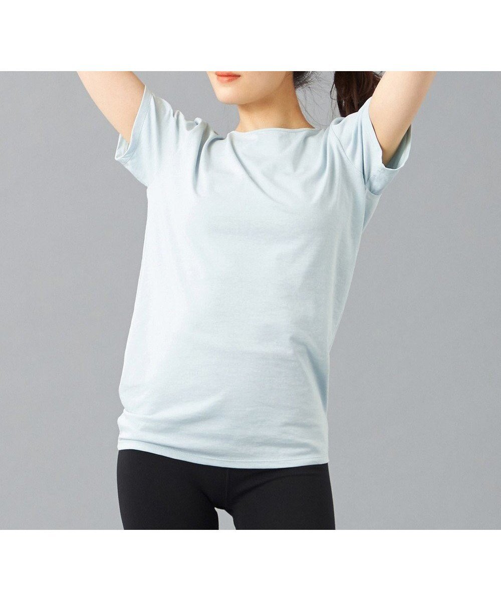 【チャコット/Chacott】のChacott BALANCE HandsomeCotton ブラウジングT インテリア・キッズ・メンズ・レディースファッション・服の通販 founy(ファニー) 　ファッション　Fashion　レディースファッション　Fashion for Women　トップス・カットソー　Cut & Sew Tops　シンプル　Simple, Minimal　ストレッチ　Stretch, Stretchy Fabric　フィット　Fit, Slim Fit　ブラウジング　Blouson Silhouette, Cinched Waist　ヨガ　Yoga, Yoga Wear　リラックス　Relax, Relaxed Fit　エレガント 上品　Elegant　アイスグリーン|ID: prp329100004543064 ipo3291000000033503044