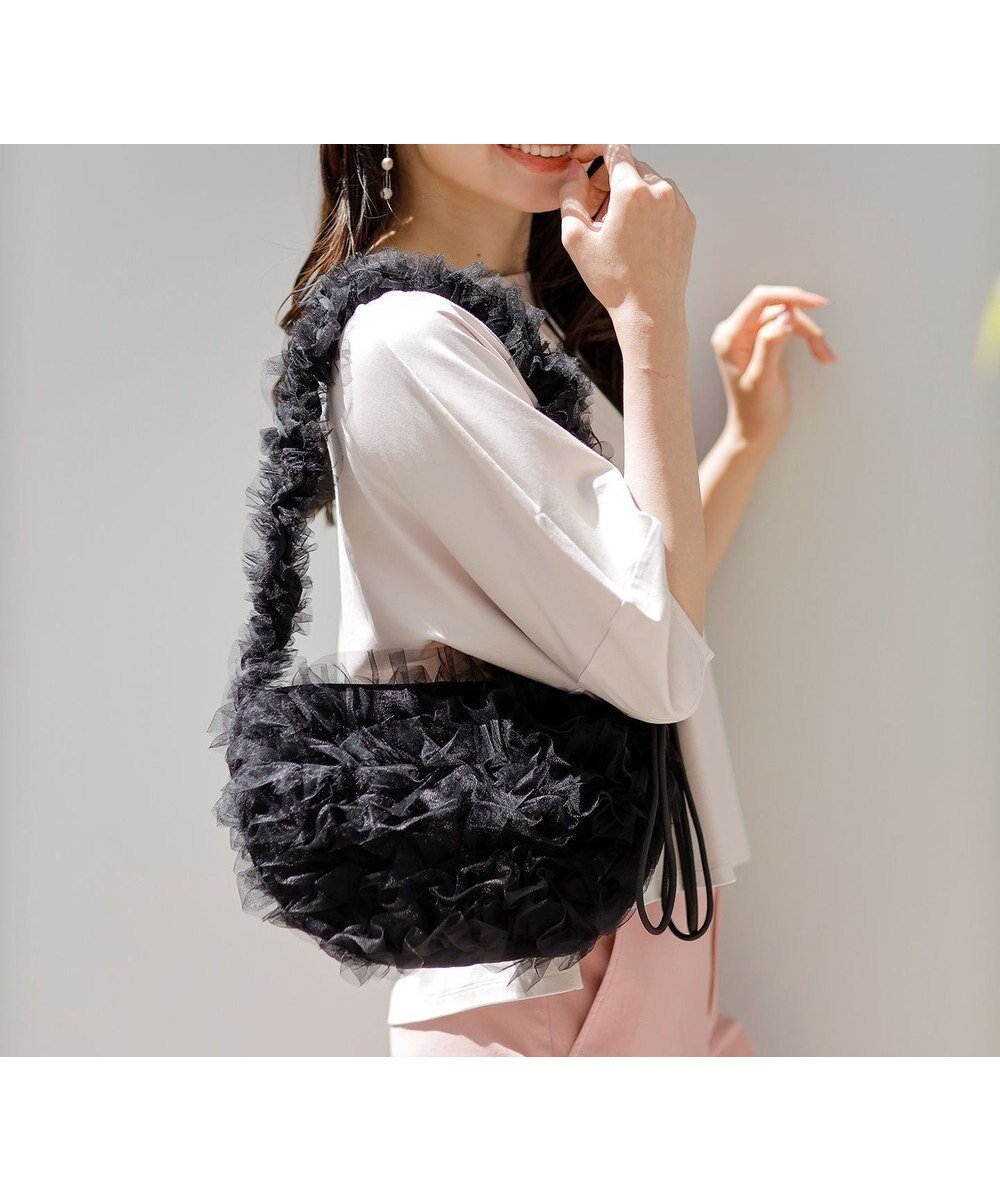 【エニィ スィス/any SiS】のエアリーチュール ショルダーバッグ インテリア・キッズ・メンズ・レディースファッション・服の通販 founy(ファニー) 　ファッション　Fashion　レディースファッション　Fashion for Women　バッグ　Bags　おすすめ　Recommended / Our Picks　ショルダー　Shoulder, Shoulder Strap　チュール　Tulip, Tulip Motif　新作・新入荷　New Arrivals / New In　ブラック|ID: prp329100004543823 ipo3291000000034295682