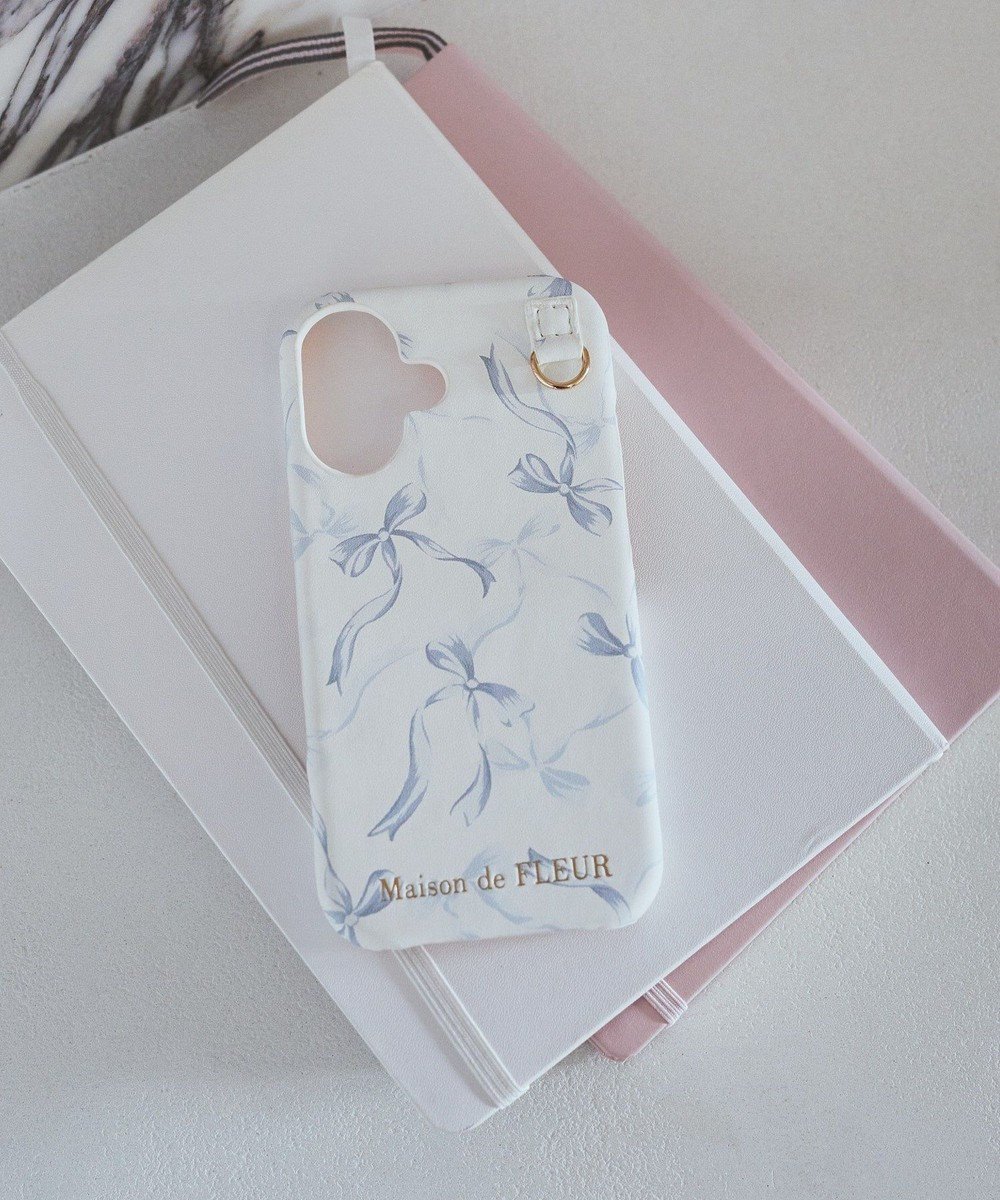 【メゾンドフルール/Maison de FLEUR】のリボンプリントアイフォン16ケース インテリア・キッズ・メンズ・レディースファッション・服の通販 founy(ファニー) 　ファッション　Fashion　レディースファッション　WOMEN　スポーツウェア　Sportswear　iPhone アイフォーン　Iphone　おすすめ　Recommend　ギフト プレゼント　Gift Present　スポーツ　Sports　チャーム　Charm　モバイル　Mobile　ラップ　Wrap　リボン　Ribbon　エレガント 上品　Elegant　Grayish Blue|ID: prp329100004544366 ipo3291000000032270886