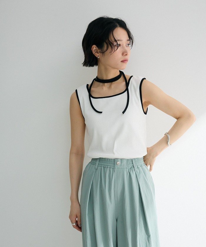【グリーンパークス/Green Parks】のチョーカー付きタンクトップ インテリア・キッズ・メンズ・レディースファッション・服の通販 founy(ファニー) https://founy.com/ ファッション Fashion レディースファッション Fashion for Women トップス・カットソー Cut & Sew Tops キャミソール&ノースリーブ Camisoles & Sleeveless Tops キャミソール Camisole, Spaghetti Strap Top タンク Tank Top, Sleeveless Top ベーシック Basic, Essential ボーダー Border, Stripe ポケット Pocket, Pocket Detail リブニット Rib Knit, Ribbed Knit リボン Ribbon, Bow 夏 Summer 春 Spring S/S・春夏 SS, Spring/Summer, Warm Season 無地 Plain, Solid Color |ID: prp329100004544481 ipo3291000000032603225