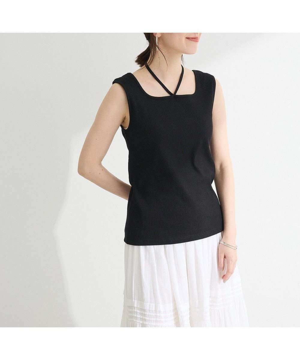 【グリーンパークス/Green Parks】のチョーカー付きタンクトップ インテリア・キッズ・メンズ・レディースファッション・服の通販 founy(ファニー) 　ファッション　Fashion　レディースファッション　Fashion for Women　トップス・カットソー　Cut & Sew Tops　タンク　Tank Top, Sleeveless Top　ベーシック　Basic, Essential　ボーダー　Border, Stripe　ポケット　Pocket, Pocket Detail　リブニット　Rib Knit, Ribbed Knit　リボン　Ribbon, Bow　夏　Summer　春　Spring　S/S・春夏　SS, Spring/Summer, Warm Season　無地　Plain, Solid Color　A|ID: prp329100004544481 ipo3291000000033365646