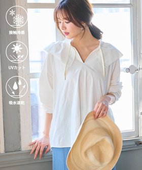 【フェルゥ/Feroux】の【接触冷感・UVカット・吸水速乾】ラッシュガードケープギャザー ブラウス 人気、トレンドファッション・服の通販 founy(ファニー) ファッション Fashion レディースファッション WOMEN トップス・カットソー Tops/Tshirt シャツ/ブラウス Shirts/Blouses 春 Spring 吸水 Water Absorption 軽量 Lightweight フェミニン Feminine フリル Frills 水着 Swimsuit S/S・春夏 Ss・Spring/Summer 夏 Summer ビジネス 仕事 通勤 Business |ID:prp329100004544498