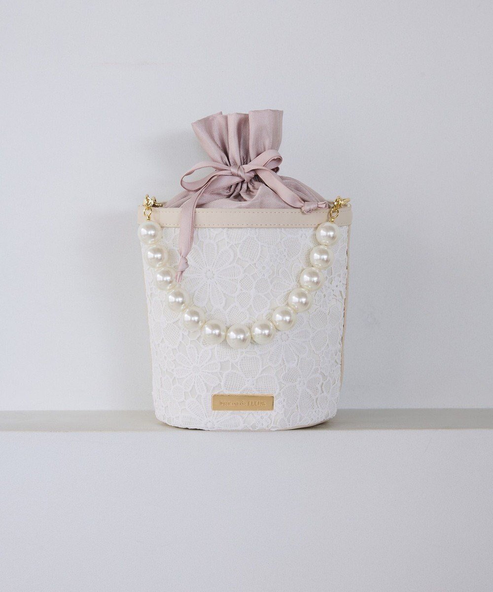 【メゾンドフルール/Maison de FLEUR】のフラワーレース2Wayバケツ型バッグ インテリア・キッズ・メンズ・レディースファッション・服の通販 founy(ファニー) 　ファッション　Fashion　レディースファッション　Fashion for Women　バッグ　Bags　コンパクト　Compact, Small Size　バケツ　Bucket, Bucket Style　パイピング　Piping, Trim Design　パール　Pearl, Pearl Accent　フラワー　Flower, Floral　ラップ　Wrap, Wrap Design　レース　Lace, Lace Fabric　Ivory|ID: prp329100004544534 ipo3291000000032588019