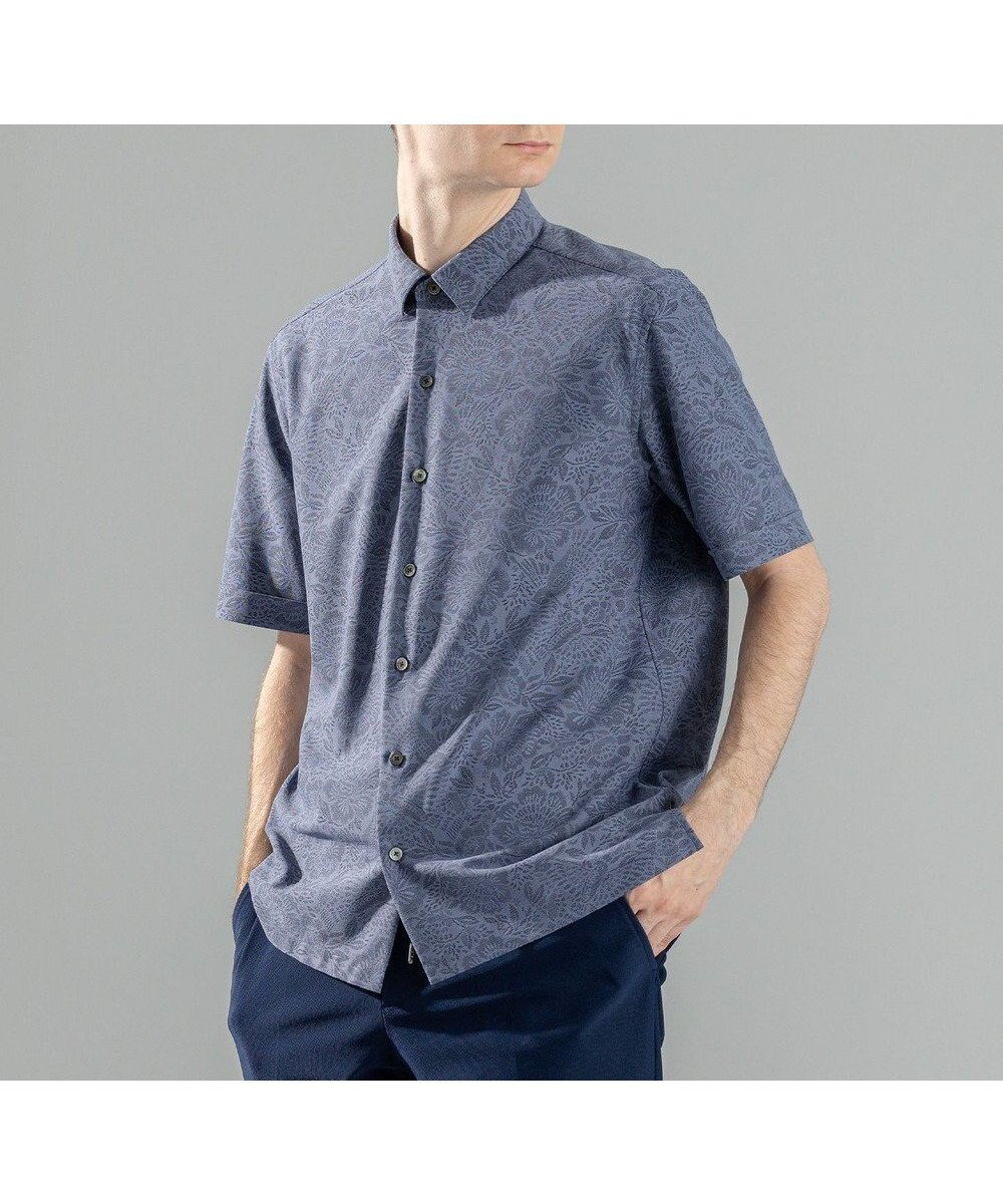 【ジョゼフ オム/JOSEPH HOMME / MEN】の新素材【洗える/通気性】ヨシタレース レギュラーカラー半袖シャツ インテリア・キッズ・メンズ・レディースファッション・服の通販 founy(ファニー) 　ファッション　Fashion　メンズファッション　MEN　トップス・カットソー　Tops/Tshirt/Men　シャツ　Shirts　シンプル　Simple　ジャケット　Jacket　スリット　Slit　ボックス　Box　レギュラー　Regular　レース　Race　半袖　Short Sleeve　夏　Summer　春　Spring　S/S・春夏　Ss・Spring/Summer　洗える　Washable　ネイビー系|ID: prp329100004544618 ipo3291000000032113525