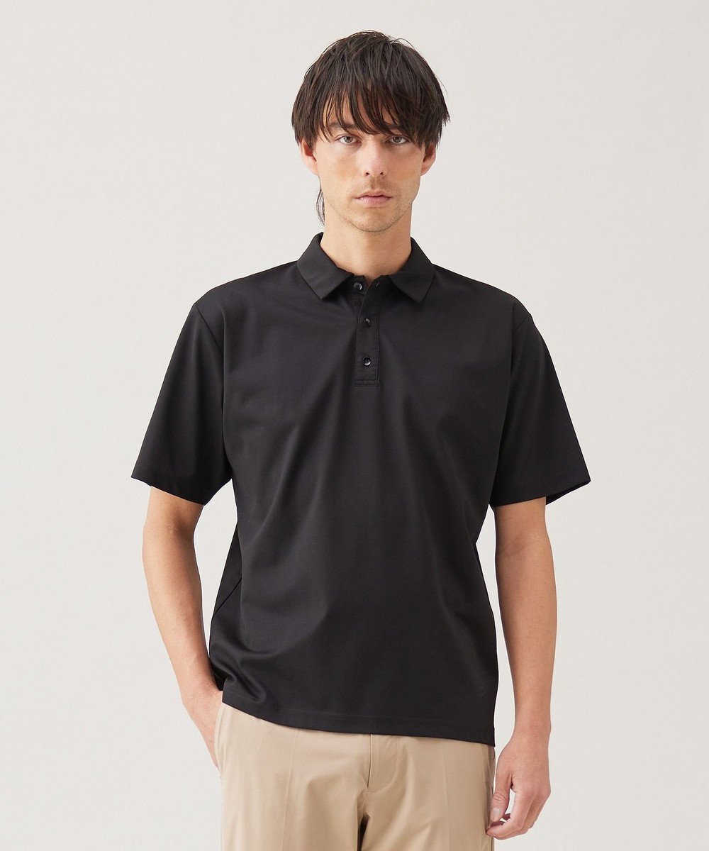 【アンフィーロ/UNFILO / MEN】の【接触冷感/UVケア/ストレッチ】スマート ストレッチ ポロTEE【ギフトにもおすすめ】 インテリア・キッズ・メンズ・レディースファッション・服の通販 founy(ファニー) 　ファッション　Fashion　メンズファッション　Fashion for Men　トップス・カットソー　Cut & Sew Tops　メンズシャツ　Shirts　春　Spring　カットソー　Cut and Sewn Top　シルケット　Silket, Silky Cotton　ストレッチ　Stretch, Stretchy Fabric　スマート　Smart, Elegant　スリーブ　Sleeve, Long Sleeve / Short Sleeve　バランス　Balance, Style Balance　ポロシャツ　Polo Shirt, Collared Tee　ロング　Long, Long-Length　ワイド　Wide, Wide Fit　S/S・春夏　SS, Spring/Summer, Warm Season　おすすめ　Recommended / Our Picks　夏　Summer　エレガント 上品　Elegant　ギフト プレゼント　Gift / Present　ビジネス 仕事 通勤　Business / Work / Commuting　ブラック|ID: prp329100004544628 ipo3291000000032757695