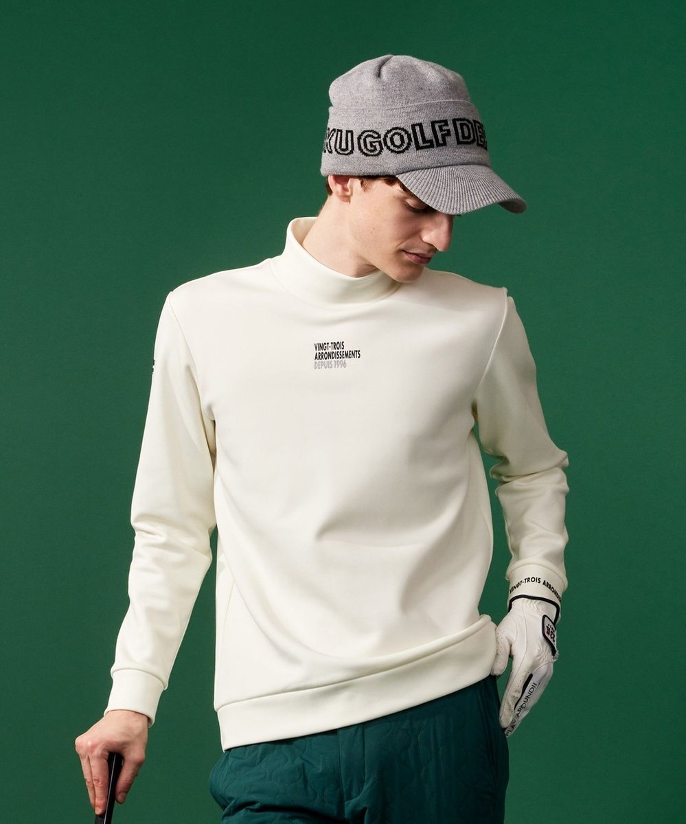 【23区 ゴルフ/23区GOLF / MEN】の【MEN】ストレッチ裏フリース モックネック インテリア・キッズ・メンズ・レディースファッション・服の通販 founy(ファニー) 　ファッション　Fashion　メンズファッション　MEN　トップス・カットソー　Tops/Tshirt/Men　インナー　Inner　グラフィック　Graphic　スウェット　Sweat　ストレッチ　Stretch　スポーティ　Sporty　モックネック　Mock Neck　ワンポイント　One Point　今季　This Season　冬　Winter　A/W・秋冬　Aw・Autumn/Winter・Fw・Fall-Winter　ホワイト系|ID: prp329100004544636 ipo3291000000032113628