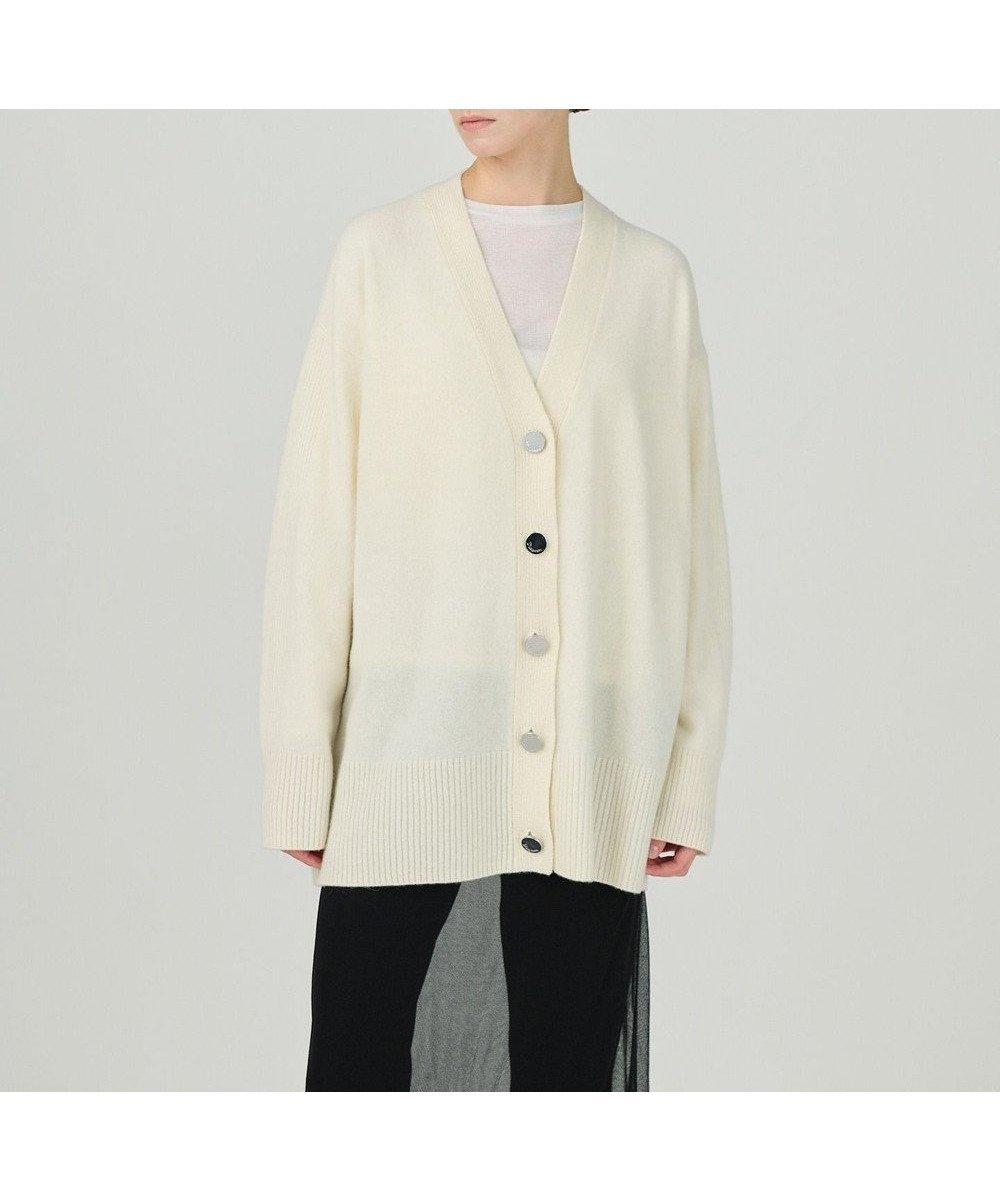 【グレース コンチネンタル/GRACE CONTINENTAL】のクーマラムニットカーディガン インテリア・キッズ・メンズ・レディースファッション・服の通販 founy(ファニー) 　ファッション　Fashion　レディースファッション　Fashion for Women　トップス・カットソー　Cut & Sew Tops　ニット　Knit Tops & Sweaters　カーディガン・羽織り　Layered Style Cardigans　アンサンブル　Ensemble Set　カーディガン　Cardigan, Knitwear　ショルダー　Shoulder, Shoulder Strap　ドロップ　Drop Shoulder, Dropped Style　フロント　Front, Front Design　ボックス　Boxy, Box Shape　メタル　Metal, Metal Parts　夏　Summer　S/S・春夏　SS, Spring/Summer, Warm Season　A/W・秋冬　Autumn/Winter　ホワイト|ID: prp329100004544674 ipo3291000000033591140