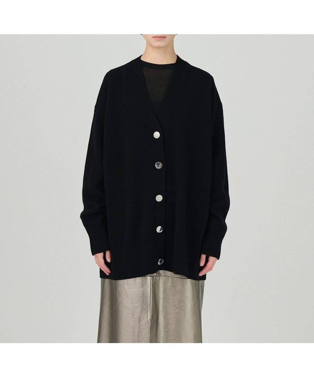 【グレース コンチネンタル/GRACE CONTINENTAL】のクーマラムニットカーディガン インテリア・キッズ・メンズ・レディースファッション・服の通販 founy(ファニー) 　ファッション　Fashion　レディースファッション　Fashion for Women　トップス・カットソー　Cut & Sew Tops　ニット　Knit Tops & Sweaters　カーディガン・羽織り　Layered Style Cardigans　アンサンブル　Ensemble Set　カーディガン　Cardigan, Knitwear　ショルダー　Shoulder, Shoulder Strap　ドロップ　Drop Shoulder, Dropped Style　フロント　Front, Front Design　ボックス　Boxy, Box Shape　メタル　Metal, Metal Parts　夏　Summer　S/S・春夏　SS, Spring/Summer, Warm Season　A/W・秋冬　Autumn/Winter　ブラック|ID: prp329100004544674 ipo3291000000033591145