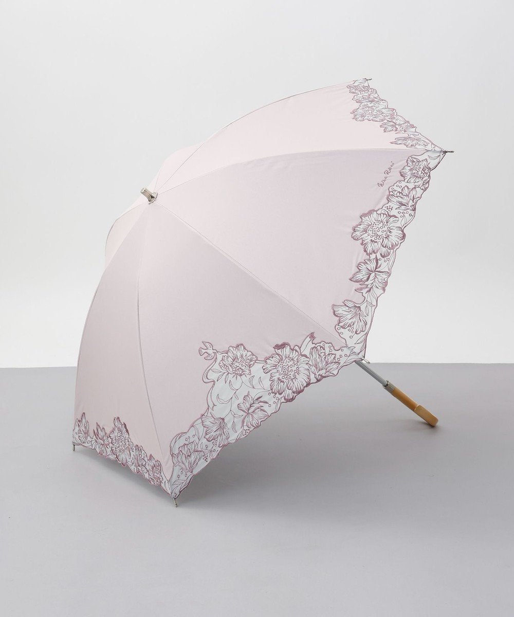 【アウロラ/AURORA】のNINA RICCI (ニナリッチ) 刺しゅうオーガンジー掛け合わせ晴雨兼用パラソル(2段スライドショート傘) インテリア・キッズ・メンズ・レディースファッション・服の通販 founy(ファニー) 　ファッション　Fashion　レディースファッション　Fashion for Women　レイングッズ・傘・晴雨兼用傘　Umbrellas & Rain Gear　エレガント 上品　Elegant　オーガンジー　Organza Fabric　コンパクト　Compact, Small Size　傘　Umbrella, Parasol　サマー　Summer, Summer Style　ショート　Short, Short Length　日傘　Parasol, UV Umbrella　リボン　Ribbon, Bow　ワーク　Workwear, Utility Style　ピンク|ID: prp329100004544679 ipo3291000000032113865