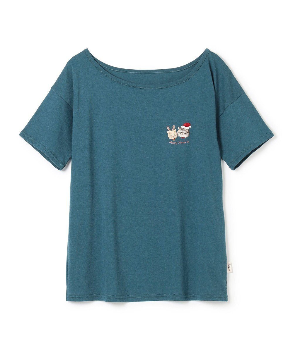 【チャコット/Chacott】の◎【Nela ライン】Tシャツ インテリア・キッズ・メンズ・レディースファッション・服の通販 founy(ファニー) 　ファッション　Fashion　レディースファッション　Fashion for Women　トップス・カットソー　Cut & Sew Tops　シャツ・ブラウス・オフィスカジュアル　Elegant Blouses & Button-Ups　ロングTシャツ・Tシャツ　Longline T-Shirts & Tees　クリスマス X'mas　Christmas / X'mas　ネコ　Cat, Feline Motif　グリーン|ID: prp329100004544700 ipo3291000000032968576