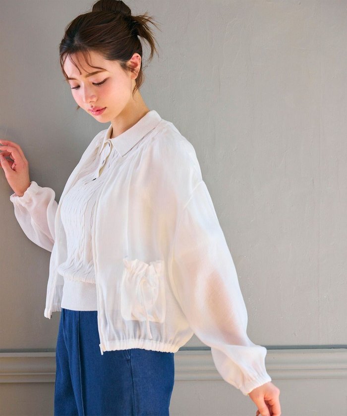 【フェルゥ/Feroux】の【洗える】リボンポケット シアー ブルゾン インテリア・キッズ・メンズ・レディースファッション・服の通販 founy(ファニー) https://founy.com/ ファッション Fashion レディースファッション WOMEN アウター Coat Outerwear ジャケット Jackets ブルゾン Blouson/Jackets カットソー Cut And Sew シアー Sheer シンプル Simple ジャケット Jacket フェミニン Feminine ブルゾン Blouson ポケット Pocket リボン Ribbon エレガント 上品 Elegant 夏 Summer 春 Spring S/S・春夏 Ss・Spring/Summer 洗える Washable |ID: prp329100004544702 ipo3291000000032114016