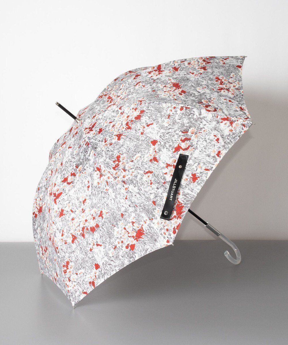 【アウロラ/AURORA】のJILL STUART ジル スチュアート アブストラクトフラワー柄 雨傘(長傘) インテリア・キッズ・メンズ・レディースファッション・服の通販 founy(ファニー) 　ファッション　Fashion　レディースファッション　WOMEN　傘 / レイングッズ　Umbrellas/Rainwear　フラワー　Flower　プリント　Print　リボン　Ribbon　傘　Umbrella　再入荷　Restock/Back In Stock/Re Arrival　レッドxミディアムグレー|ID: prp329100004544729 ipo3291000000032331237