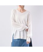 【イェッカ ヴェッカ/YECCA VECCA】のVネック袖シアーニット Off White|ID: prp329100004544738 ipo3291000000033620090