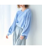 【イェッカ ヴェッカ/YECCA VECCA】のVネック袖シアーニット Blue|ID: prp329100004544738 ipo3291000000033620093