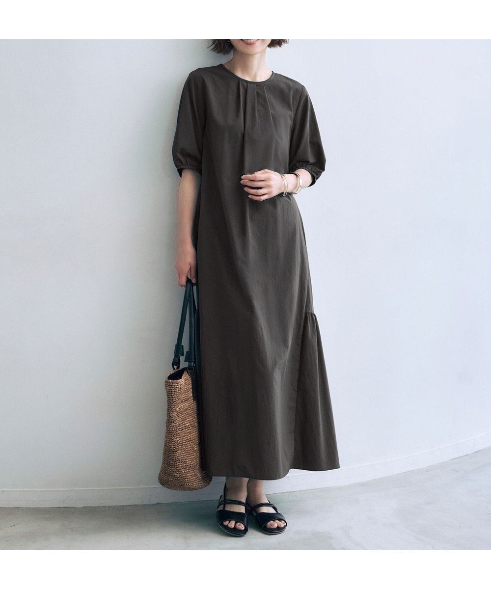 【自由区/JIYU-KU】の【カタログ掲載・WEB限定・接触冷感・UVカット・洗える】ファンクショナル ドレス インテリア・キッズ・メンズ・レディースファッション・服の通販 founy(ファニー) 　ファッション　Fashion　レディースファッション　Fashion for Women　ワンピース　Dresses　フォーマル・パーティードレス・結婚式用ドレス　Elegant & Casual Dresses　春　Spring　洗える　Machine Washable　ギャザー　Gathered, Ruffled　ドレス　Dress, One-Piece　S/S・春夏　SS, Spring/Summer, Warm Season　夏　Summer　セピア|ID: prp329100004544804 ipo3291000000032284673