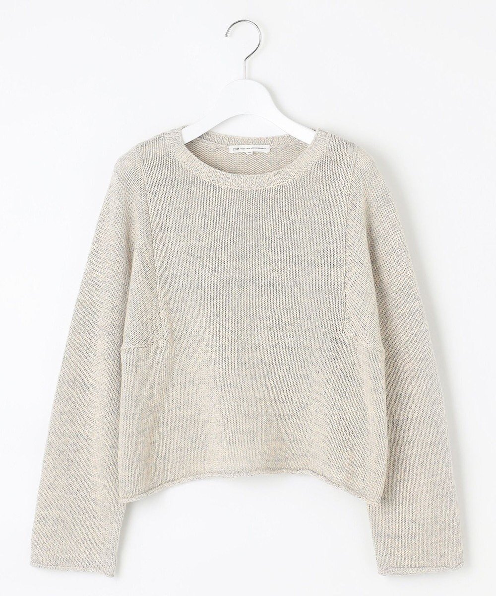 【23区/NIJYUSANKU】の【GOLD LABEL】スパークルリリー プルオーバーニット インテリア・キッズ・メンズ・レディースファッション・服の通販 founy(ファニー) 　ファッション　Fashion　レディースファッション　WOMEN　トップス・カットソー　Tops/Tshirt　ニット　Knit Tops　プルオーバー　Pullover　イタリア　Italy　春　Spring　秋　Autumn/Fall　カットオフ　Cut Off　クロップド　Cropped　シンプル　Simple　セーター　Sweater　バランス　Balance　フォルム　Form　ボックス　Box　ミックス　Mix　ラウンド　Round　リネン　Linen　S/S・春夏　Ss・Spring/Summer　夏　Summer　グレージュ系|ID: prp329100004544831 ipo3291000000032114726