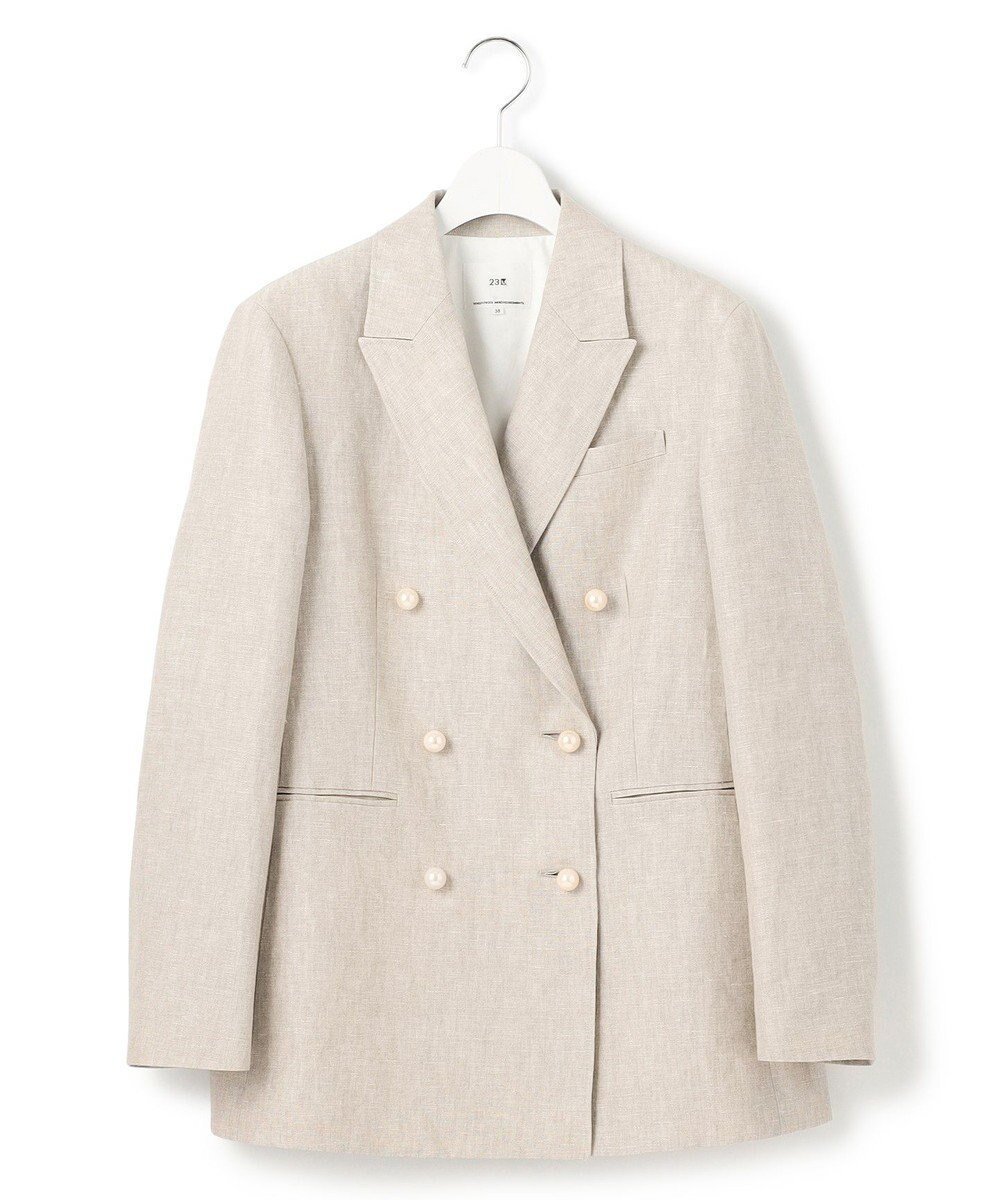 【23区/NIJYUSANKU】の【GOLD LABEL】MANTECO スーペリアリネン ジャケット 人気、トレンドファッション・服の通販 founy(ファニー) 　ファッション　Fashion　レディースファッション　WOMEN　アウター　Coat Outerwear　ジャケット　Jackets　テーラードジャケット　Tailored Jackets　イタリア　Italy　春　Spring　秋　Autumn/Fall　コンビネゾン　Combinaison　シンプル　Simple　ジャケット　Jacket　パール　Pearl　フォルム　Form　フロント　Front　ポケット　Pocket　マニッシュ　Mannish　モダン　Modern　リネン　Linen　S/S・春夏　Ss・Spring/Summer　おすすめ　Recommend　夏　Summer　 other-1|ID: prp329100004544843 ipo3291000000032114762