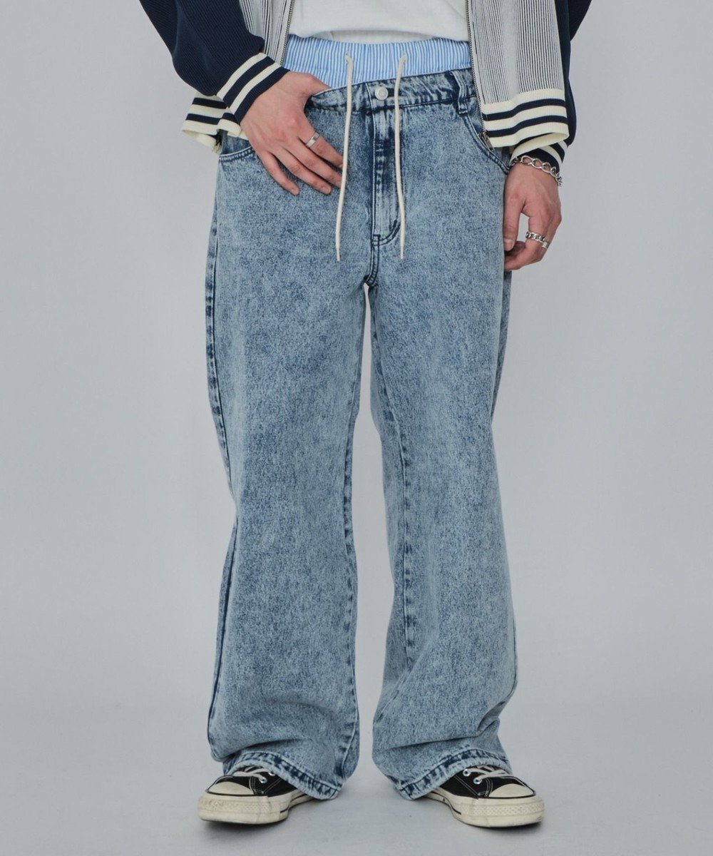 【ウィゴー/WEGO】の【ユニセックス着用ITEM/MLサイズ展開/ウエストゴム】ボクサードッキングデニムパンツ インテリア・キッズ・メンズ・レディースファッション・服の通販 founy(ファニー) 　ファッション　Fashion　レディースファッション　Ladies' Fashion Online　パンツ　Pants　デニムパンツ　Denim Pants　春　Spring　ショート　Short　シンプル　Simple　スマホ　Smartphone　デニム　Denim　トレンド　Trend　ドッキング　Docking　ワイド　Wide　S/S・春夏　Ss・Spring/Summer　再入荷　Restock/Back In Stock/Re Arrival　プチプライス・低価格　Affordable　おすすめ　Recommend　夏　Summer　デニム淡加工色|ID: prp329100004544971 ipo3291000000032494648