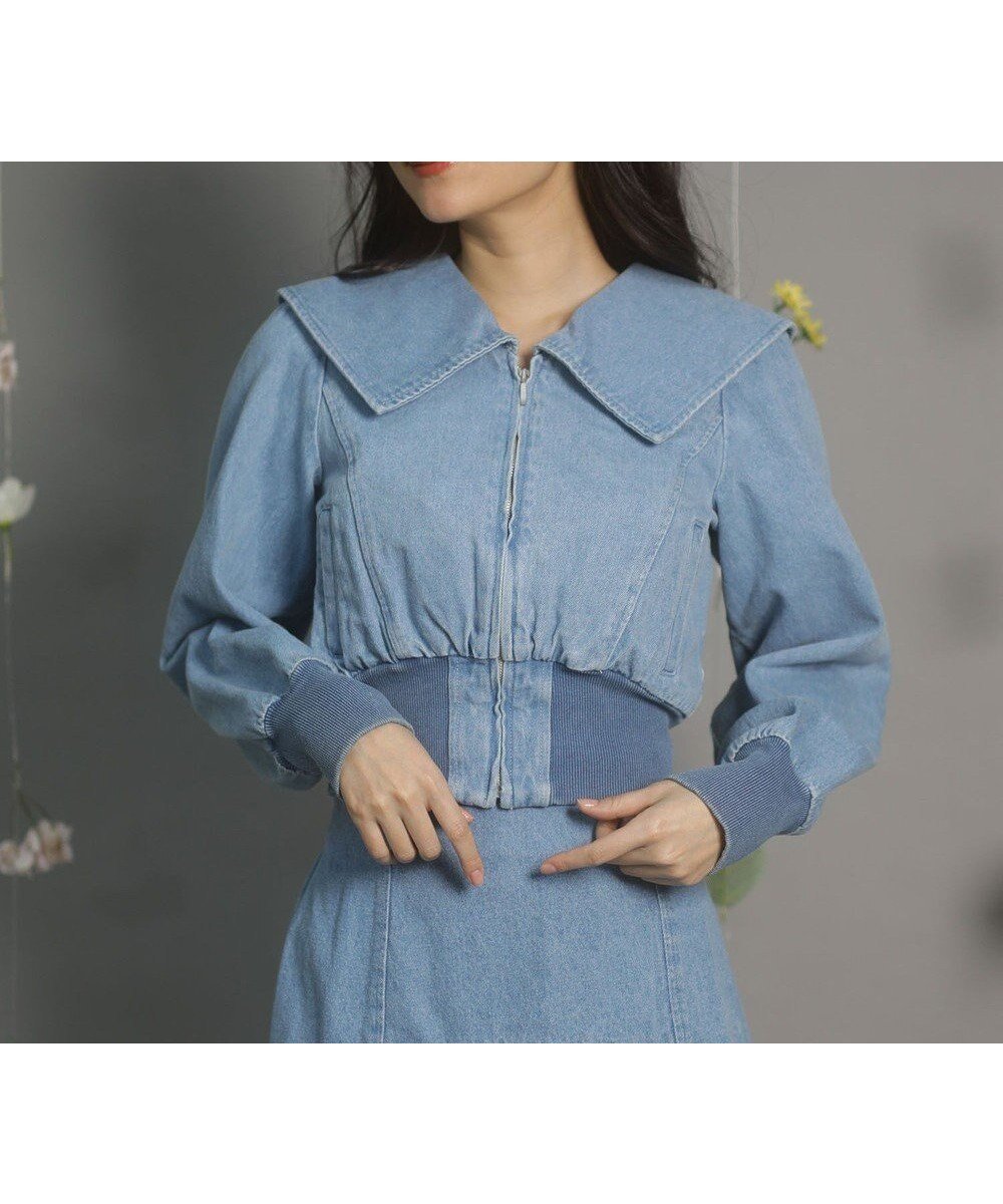 【グリーンパークス/Green Parks】のdazzlin 襟付きデニムショートzipブルゾ 人気、トレンドファッション・服の通販 founy(ファニー) 　ファッション　Fashion　レディースファッション　Fashion for Women　アウター　Coat / Outerwear Collection　レディースジャケット・軽アウター　Jackets　ブルゾンジャケット・スポーティアウター　Blouson Jackets　ショート　Short, Short Length　ジップアップ　Zip-Up, Full Zip　ジャケット　Jacket, Outerwear　デニム　Denim, Jeans Material　ビッグ　Big, Oversized　ブルゾン　Blouson, Bomber Jacket　ポケット　Pocket, Pocket Detail　夏　Summer　春　Spring　S/S・春夏　SS, Spring/Summer, Warm Season　羽織　Haori, Light Jacket　 other-1|ID: prp329100004545035 ipo3291000000033481617