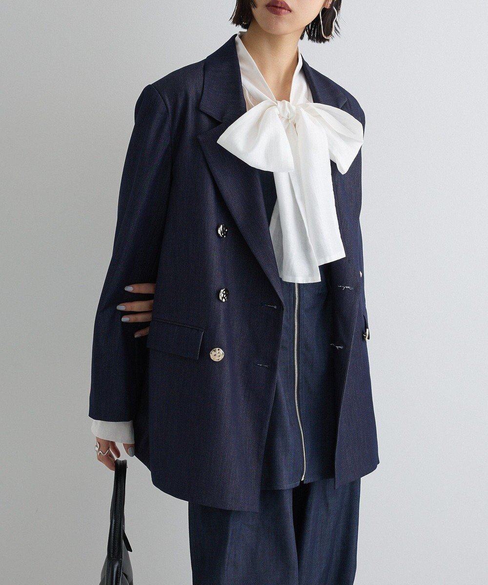 【グリーンパークス/Green Parks】のダブルテーラードジャケット インテリア・キッズ・メンズ・レディースファッション・服の通販 founy(ファニー) 　ファッション　Fashion　レディースファッション　Ladies' Fashion Online　アウター　Coat Outerwear　ジャケット　Jackets　テーラードジャケット　Tailored Jackets　おすすめ　Recommend　ジャケット　Jacket　スラックス　Slacks　デニム　Denim　バランス　Balance　ボトム　Bottom　ポケット　Pocket　ワイド　Wide　夏　Summer　春　Spring　S/S・春夏　Ss・Spring/Summer　Indigo|ID: prp329100004545116 ipo3291000000032677925