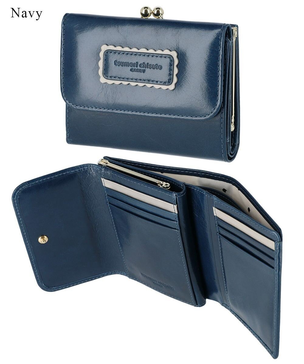 【ツモリチサト キャリー/tsumori chisato CARRY】のシンプルバイカラー がま口 2つ折り財布 インテリア・キッズ・メンズ・レディースファッション・服の通販 founy(ファニー) 　ファッション　Fashion　レディースファッション　Fashion for Women　ミニ財布・二つ折り財布　Wallets & Card Cases　イタリア　Italy　シンプル　Simple, Minimal　スカラップ　Scallop, Scalloped Edge　プレート　Plate, Dish　財布　Wallet, Purse　ネイビー|ID: prp329100004545340 ipo3291000000032746332