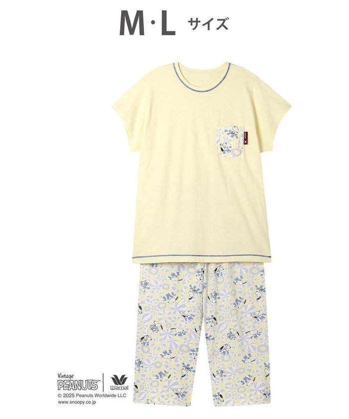 【ワコール/WACOAL】のワコール_リラックス&スリープ パジャマ 3分袖 半袖 8分丈 綿100%(本体) PEANUTS スヌーピー レディース FDT158 /ワコール インテリア・キッズ・メンズ・レディースファッション・服の通販 founy(ファニー) https://founy.com/ ファッション Fashion レディースファッション Fashion for Women トップス・カットソー Cut & Sew Tops パジャマ Pajamas, Sleepwear ビーチ Beach, Seaside ボトム Bottoms, Lower Wear ポケット Pocket, Pocket Detail リラックス Relax, Relaxed Fit 半袖 Short Sleeve, Half Sleeve 夏 Summer |ID: prp329100004545483 ipo3291000000032708830