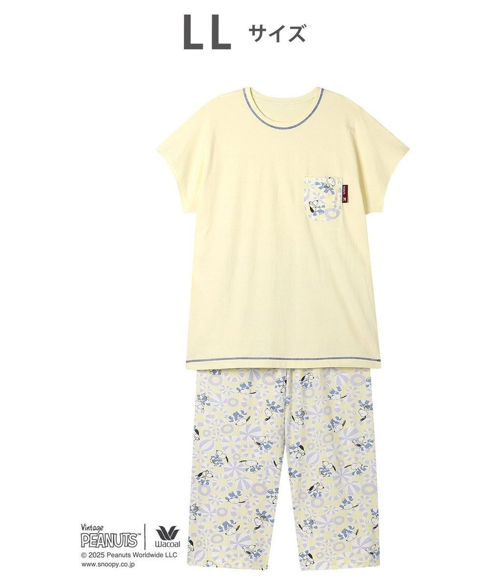 【ワコール/WACOAL】のワコール_リラックス&スリープ パジャマ 3分袖 半袖 8分丈 綿100%(本体) PEANUTS スヌーピー レディース FDT158 /ワコール 人気、トレンドファッション・服の通販 founy(ファニー) 　ファッション　Fashion　レディースファッション　WOMEN　トップス・カットソー　Tops/Tshirt　パジャマ　Pajamas　ビーチ　Beach　ボトム　Bottom　ポケット　Pocket　リラックス　Relax　半袖　Short Sleeve　夏　Summer　 other-1|ID: prp329100004545484 ipo3291000000032278522