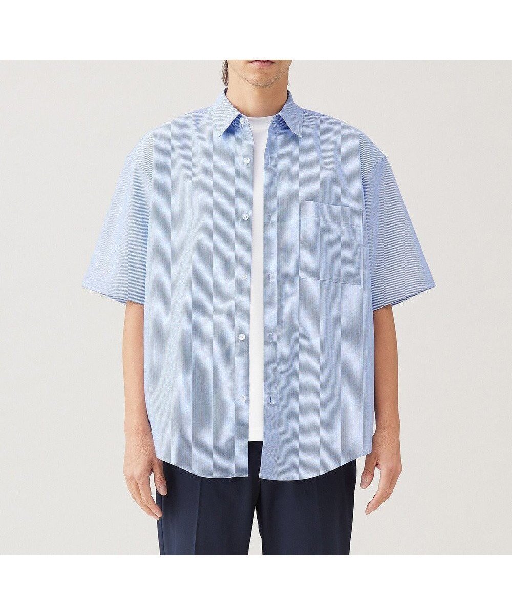 【アンフィーロ/UNFILO / MEN】のコットンライク 半袖シャツ【ギフトにもおすすめ】 インテリア・キッズ・メンズ・レディースファッション・服の通販 founy(ファニー) ファッション Fashion メンズファッション Fashion for Men トップス・カットソー Cut & Sew Tops メンズシャツ Shirts おすすめ Recommended / Our Picks ギフト プレゼント Gift / Present ストレッチ Stretch, Stretchy Fabric トレンド Trend, Trending Now フォルム Silhouette, Form ブルゾン Blouson, Bomber Jacket レギュラー Regular, Standard Fit 半袖 Short Sleeve, Half Sleeve 夏 Summer 抗菌 Antibacterial, Bacteria-Resistant 春 Spring S/S・春夏 SS, Spring/Summer, Warm Season ブルーストライプ|ID: prp329100004546682 ipo3291000000034639894