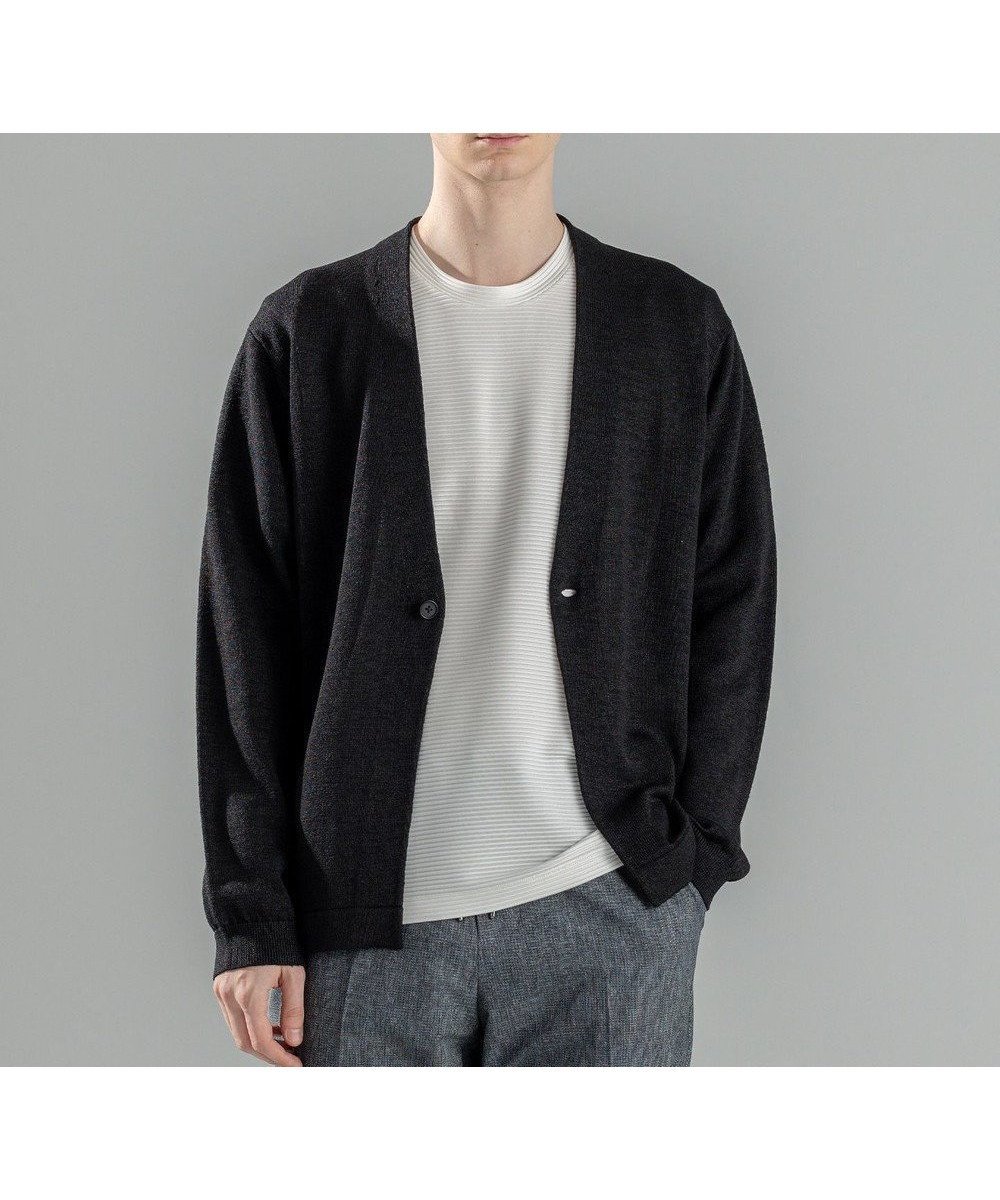 【ジョゼフ オム/JOSEPH HOMME / MEN】の【洗える/和紙使用】ウォッシャブルペーパー カーディガン インテリア・キッズ・メンズ・レディースファッション・服の通販 founy(ファニー) 　ファッション　Fashion　メンズファッション　Men's Style Online　トップス・カットソー　Tops/Tshirt/Men　ニット　Knit Tops　カーディガン　Cardigans　カットソー　Cut And Sew　カーディガン　Cardigan　セーター　Sweater　フロント　Front　リラックス　Relax　エレガント 上品　Elegant　ビジネス 仕事 通勤　Business　夏　Summer　春　Spring　S/S・春夏　Ss・Spring/Summer　洗える　Washable　ブラック系|ID: prp329100004546687 ipo3291000000032537456