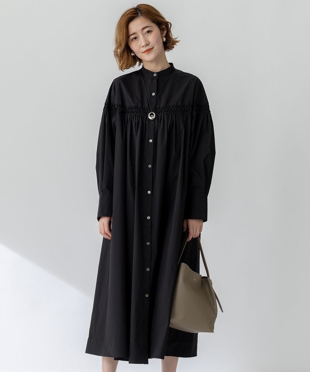 【23区/NIJYUSANKU】の【洗える】コンパクトライトクロス ピンタック ワンピース インテリア・キッズ・メンズ・レディースファッション・服の通販 founy(ファニー) 　ファッション　Fashion　レディースファッション　Fashion for Women　ワンピース　Dresses　インナー　Innerwear　春　Spring　洗える　Machine Washable　カットソー　Cut and Sewn Top　ギャザー　Gathered, Ruffled　シンプル　Simple, Minimal　ストレッチ　Stretch, Stretchy Fabric　チュニック　Tunic, Long Top　長袖　Long Sleeve, Full Sleeve　フレア　Flare, Flared　フロント　Front, Front Design　ボトム　Bottoms, Lower Wear　リラックス　Relax, Relaxed Fit　ロング　Long, Long-Length　S/S・春夏　SS, Spring/Summer, Warm Season　夏　Summer　2025年　2025　2025春夏・S/S　Spring/Summer 2025 SS25　ブラック系|ID: prp329100004547212 ipo3291000000035910714