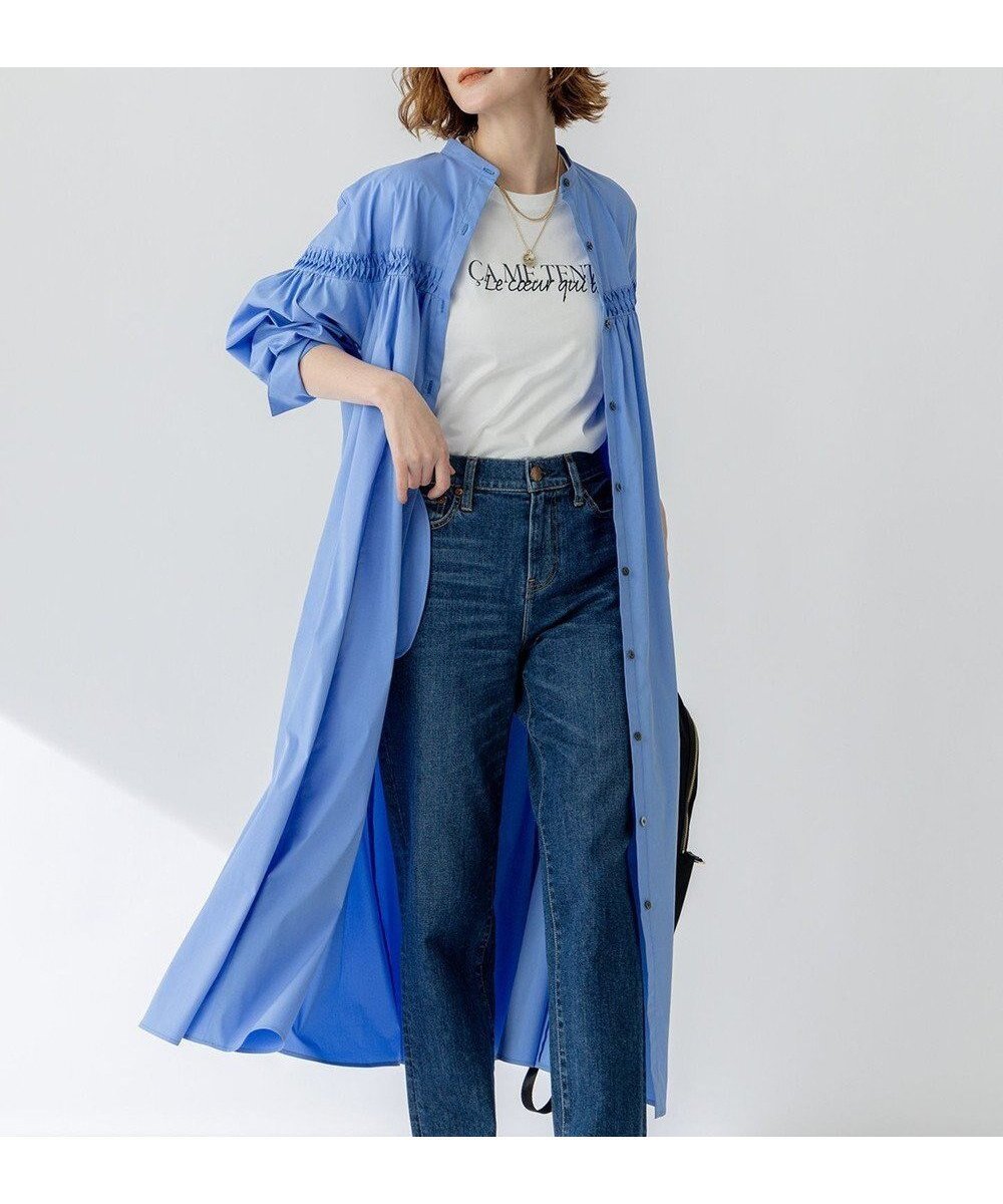 【23区/NIJYUSANKU】の【洗える】コンパクトライトクロス ピンタック ワンピース インテリア・キッズ・メンズ・レディースファッション・服の通販 founy(ファニー) 　ファッション　Fashion　レディースファッション　Fashion for Women　ワンピース　Dresses　インナー　Innerwear　春　Spring　洗える　Machine Washable　カットソー　Cut and Sewn Top　ギャザー　Gathered, Ruffled　シンプル　Simple, Minimal　ストレッチ　Stretch, Stretchy Fabric　チュニック　Tunic, Long Top　長袖　Long Sleeve, Full Sleeve　フレア　Flare, Flared　フロント　Front, Front Design　ボトム　Bottoms, Lower Wear　リラックス　Relax, Relaxed Fit　ロング　Long, Long-Length　S/S・春夏　SS, Spring/Summer, Warm Season　夏　Summer　2025年　2025　2025春夏・S/S　Spring/Summer 2025 SS25　ブルー系|ID: prp329100004547212 ipo3291000000035910716