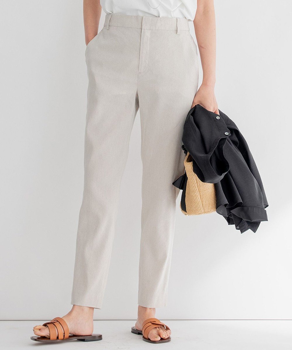 【23区/NIJYUSANKU】の【洗える】リネンレーヨンストレッチ テーパード パンツ インテリア・キッズ・メンズ・レディースファッション・服の通販 founy(ファニー) 　ファッション　Fashion　レディースファッション　WOMEN　パンツ　Pants　イエロー　Yellow　春　Spring　洗える　Washable　ジャケット　Jacket　ストレッチ　Stretch　セットアップ　Set Up　ダブル　Double　テーパード　Tapered　テーラード　Tailored　定番　Standard　フレア　Flare　ベーシック　Basic　リネン　Linen　リラックス　Relax　ループ　Loop　ワイド　Wide　S/S・春夏　Ss・Spring/Summer　夏　Summer　2023春夏・S/S　Ss,Spring/Summer,2023　2023年　2023　エレガント 上品　Elegant　ベージュ系|ID: prp329100004547627 ipo3291000000032137147