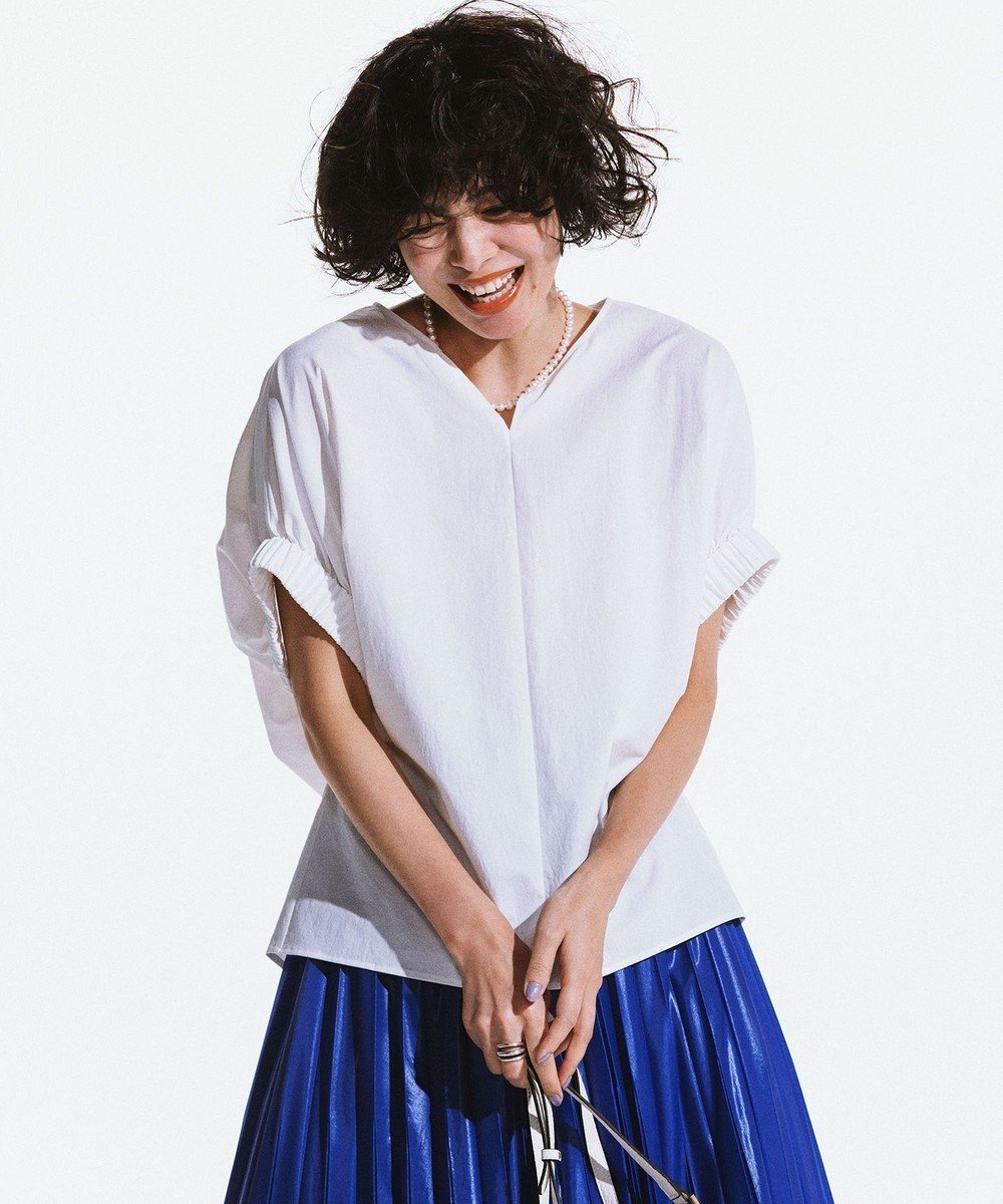 【アイシービー/iCB】の【接触冷感・UVカット・洗える】ヴィンテージスパンブロード デザインブラウス インテリア・キッズ・メンズ・レディースファッション・服の通販 founy(ファニー) 　ファッション　Fashion　レディースファッション　Fashion for Women　トップス・カットソー　Cut & Sew Tops　シャツ・ブラウス・オフィスカジュアル　Elegant Blouses & Button-Ups　春　Spring　洗える　Machine Washable　ストレッチ　Stretch, Stretchy Fabric　ブロード　Broadcloth, Fine Cotton　ボトム　Bottoms, Lower Wear　S/S・春夏　SS, Spring/Summer, Warm Season　再入荷　Restock / Back in Stock　夏　Summer　2024年　2024　2024春夏・S/S　Spring/Summer 2024 SS24　オフホワイト系|ID: prp329100004547646 ipo3291000000032663126