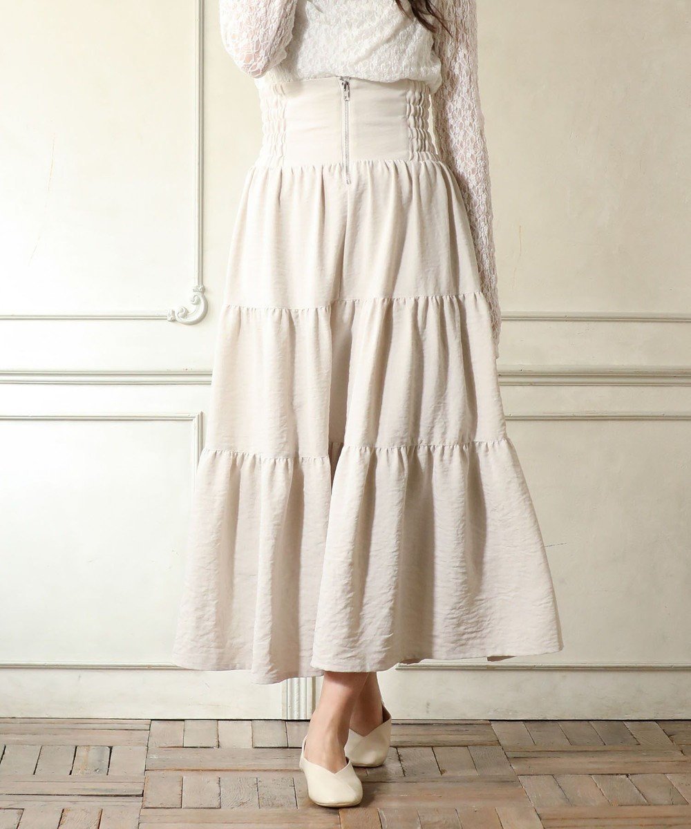 【グリーンパークス/Green Parks】の・ELENCARE DUE リネンライクティアードスカート インテリア・キッズ・メンズ・レディースファッション・服の通販 founy(ファニー) 　ファッション　Fashion　レディースファッション　Fashion for Women　スカート　Skirts　ティアードスカート　Tiered Skirts　おすすめ　Recommended / Our Picks　フェミニン　Feminine, Girly　ポケット　Pocket, Pocket Detail　リネン　Linen, Linen Fabric　夏　Summer　春　Spring　S/S・春夏　SS, Spring/Summer, Warm Season　Ivory|ID: prp329100004547752 ipo3291000000032526310