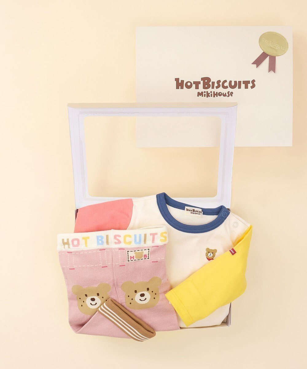 【ミキハウスホットビスケッツ/MIKI HOUSE HOT BISCUITS / KIDS】の長袖Tシャツ&8分丈スパッツギフトセット【BOX付き】 インテリア・キッズ・メンズ・レディースファッション・服の通販 founy(ファニー) 　ファッション　Fashion　キッズファッション　KIDS　カラフル　Colorful　シンプル　Simple　セパレート　Separate　長袖　Long Sleeve　ベビー　Baby　ボーダー　Border　ワンポイント　One Point　おすすめ　Recommend　ギフト プレゼント　Gift Present　アイボリー|ID: prp329100004547768 ipo3291000000032138530