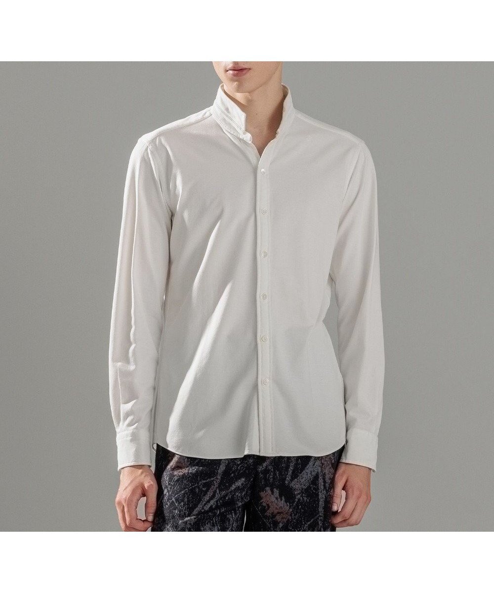 【ジョゼフ オム/JOSEPH HOMME / MEN】のツイルネルジャージー ウイングカラーシャツ インテリア・キッズ・メンズ・レディースファッション・服の通販 founy(ファニー) 　ファッション　Fashion　メンズファッション　MEN　トップス・カットソー　Tops/Tshirt/Men　シャツ　Shirts　インナー　Inner　シェイプ　Shape　シンプル　Simple　ジャケット　Jacket　ジャージー　Jersey　ストレッチ　Stretch　ポケット　Pocket　冬　Winter　A/W・秋冬　Aw・Autumn/Winter・Fw・Fall-Winter　長袖　Long Sleeve　ホワイト系|ID: prp329100004547780 ipo3291000000032138597