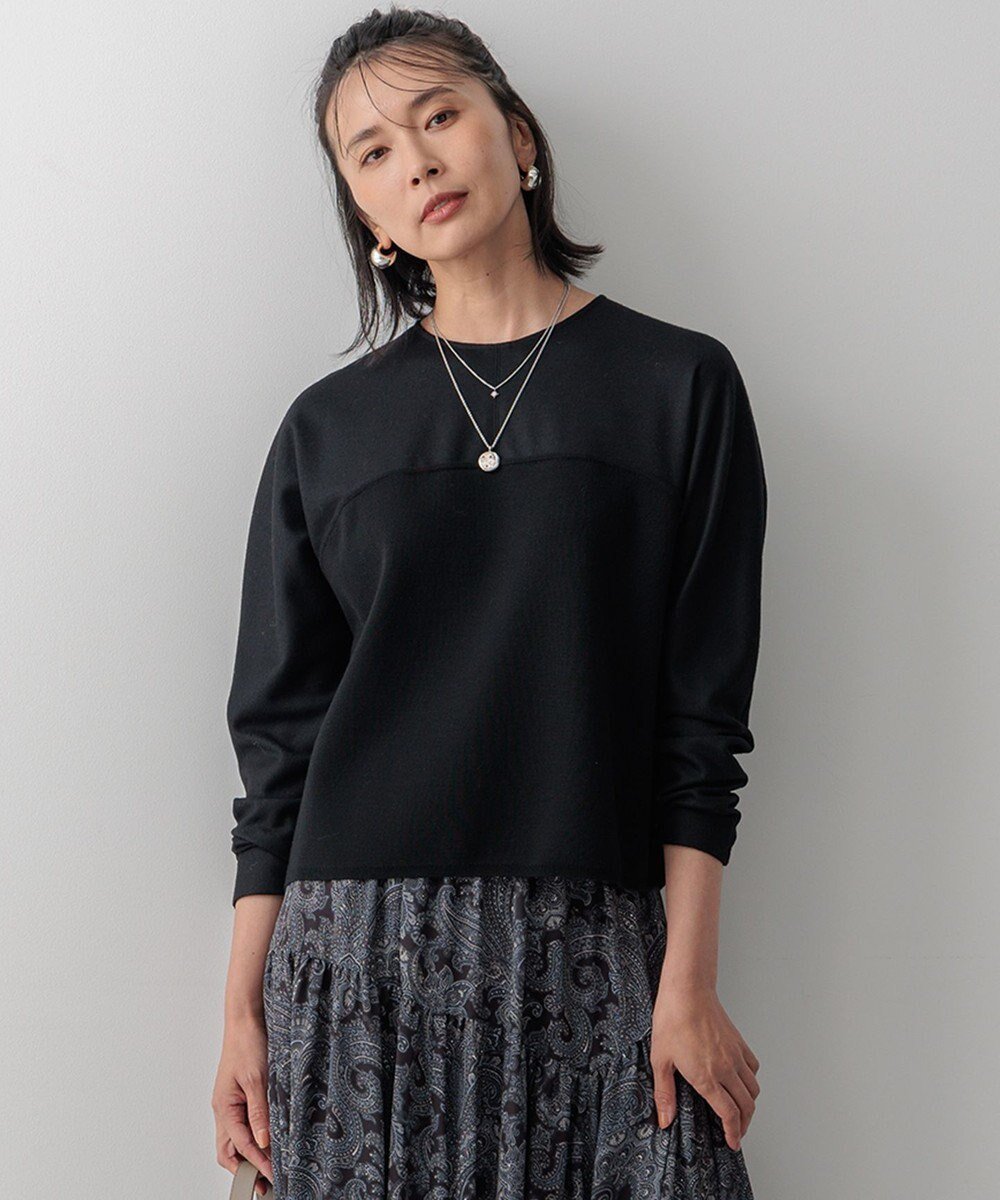 【23区/NIJYUSANKU】の【洗える】ウールミルドジャージー ビスチェライクコンビ カットソー インテリア・キッズ・メンズ・レディースファッション・服の通販 founy(ファニー) 　ファッション　Fashion　レディースファッション　Fashion for Women　トップス・カットソー　Cut & Sew Tops　シャツ・ブラウス・オフィスカジュアル　Elegant Blouses & Button-Ups　ロングTシャツ・Tシャツ　Longline T-Shirts & Tees　カットソー・ベーシックTシャツ　Cut-and-Sewn Tops / Stretch Tees & Basics　ビスチェ　Bustiers & Corset Tops / Layered Bustier Style　洗える　Machine Washable　カットソー　Cut and Sewn Top　コンビ　Combo, Combination Style　バランス　Balance, Style Balance　ビスチェ　Bustier, Corset Top　ベーシック　Basic, Essential　ワイド　Wide, Wide Fit　A/W・秋冬　Autumn/Winter　冬　Winter / This Winter　再入荷　Restock / Back in Stock　2024年　2024　エレガント 上品　Elegant　2024-2025秋冬・A/W　Autumn/Winter 2024–25 AW24–25　ブラック系|ID: prp329100004547878 ipo3291000000032733556