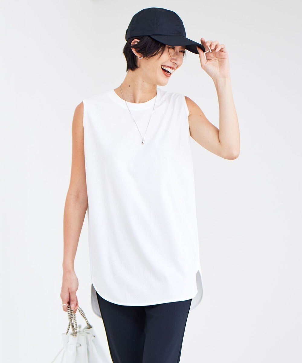 【アイシービー/iCB】の【接触冷感・洗える】コンパクトスムース ノースリーブTシャツ 人気、トレンドファッション・服の通販 founy(ファニー) 　ファッション　Fashion　レディースファッション　Fashion for Women　トップス・カットソー　Cut & Sew Tops　キャミソール&ノースリーブ　Camisoles & Sleeveless Tops　シャツ・ブラウス・オフィスカジュアル　Elegant Blouses & Button-Ups　ロングTシャツ・Tシャツ　Longline T-Shirts & Tees　カットソー・ベーシックTシャツ　Cut-and-Sewn Tops / Stretch Tees & Basics　インナー　Innerwear　春　Spring　洗える　Machine Washable　カットソー　Cut and Sewn Top　コンパクト　Compact, Small Size　シルケット　Silket, Silky Cotton　ジャケット　Jacket, Outerwear　スリット　Slit, Slit Detail　ノースリーブ　Sleeveless, No-Sleeve　ラウンド　Round, Round Neck　S/S・春夏　SS, Spring/Summer, Warm Season　夏　Summer　2024年　2024　2024春夏・S/S　Spring/Summer 2024 SS24　 other-1|ID: prp329100004547896 ipo3291000000033907745