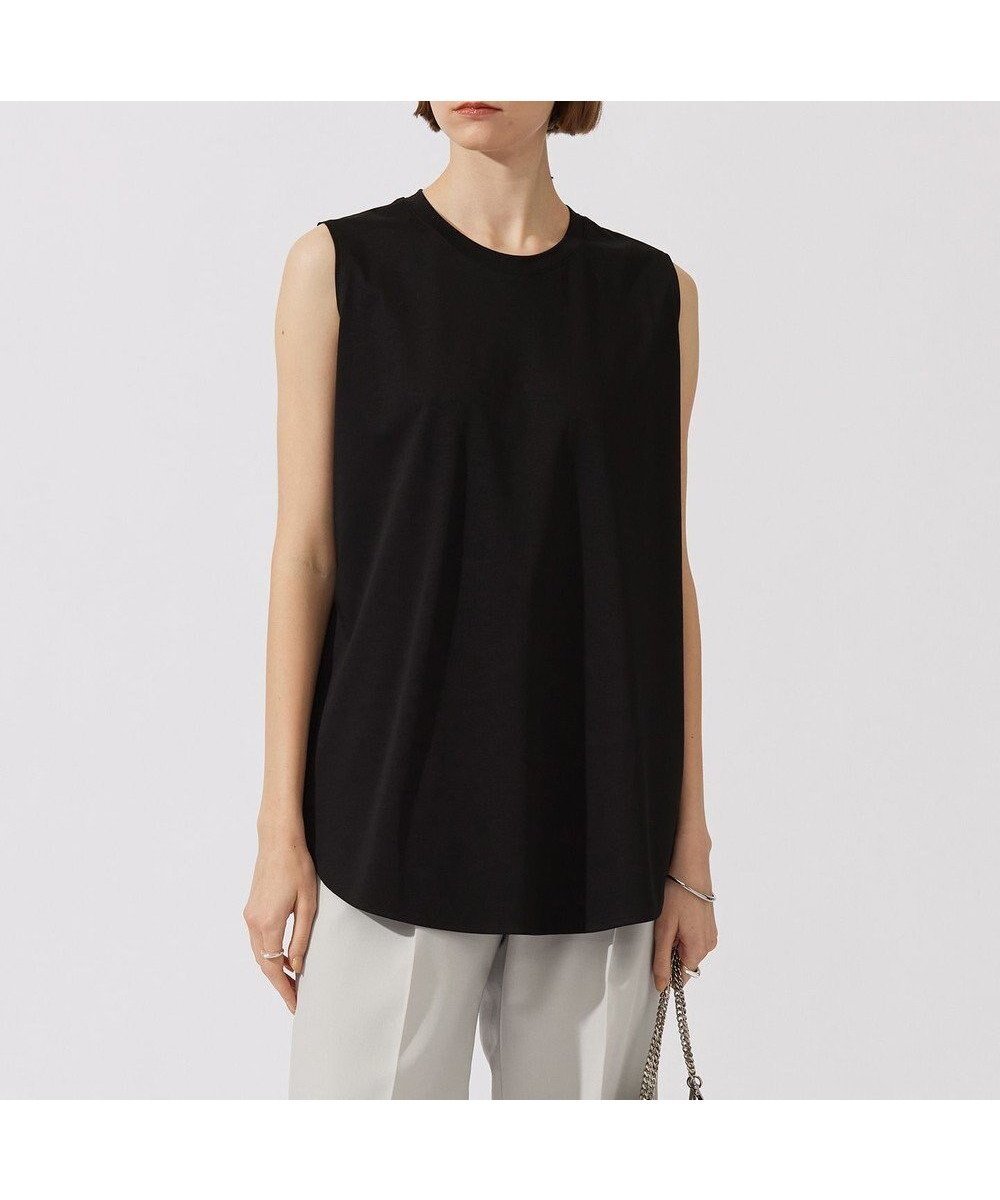 【アイシービー/iCB】の【接触冷感・洗える】コンパクトスムース ノースリーブTシャツ インテリア・キッズ・メンズ・レディースファッション・服の通販 founy(ファニー) 　ファッション　Fashion　レディースファッション　Fashion for Women　トップス・カットソー　Cut & Sew Tops　キャミソール&ノースリーブ　Camisoles & Sleeveless Tops　シャツ・ブラウス・オフィスカジュアル　Elegant Blouses & Button-Ups　ロングTシャツ・Tシャツ　Longline T-Shirts & Tees　カットソー・ベーシックTシャツ　Cut-and-Sewn Tops / Stretch Tees & Basics　インナー　Innerwear　春　Spring　洗える　Machine Washable　カットソー　Cut and Sewn Top　コンパクト　Compact, Small Size　シルケット　Silket, Silky Cotton　ジャケット　Jacket, Outerwear　スリット　Slit, Slit Detail　ノースリーブ　Sleeveless, No-Sleeve　ラウンド　Round, Round Neck　S/S・春夏　SS, Spring/Summer, Warm Season　夏　Summer　2024年　2024　2024春夏・S/S　Spring/Summer 2024 SS24　ブラック系|ID: prp329100004547896 ipo3291000000033907754
