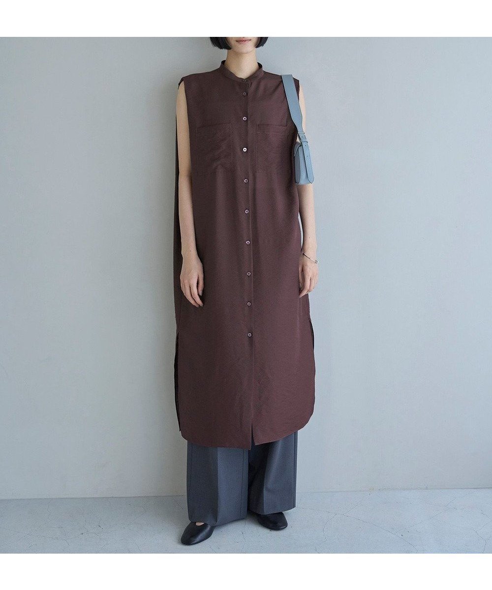 【アンフィーロ 自由区/UNFILO】のシアーサテン ロングシャツワンピース 人気、トレンドファッション・服の通販 founy(ファニー) 　ファッション　Fashion　レディースファッション　Fashion for Women　ワンピース　Dresses　シャツワンピース / 1枚で着映えコーデ　Shirt Dresses　ウォッシャブル　Machine Washable　オーガンジー　Organza Fabric　サテン　Satin, Glossy Fabric　ショルダー　Shoulder, Shoulder Strap　スリット　Slit, Slit Detail　ノースリーブ　Sleeveless, No-Sleeve　ロング　Long, Long-Length　エレガント 上品　Elegant　A/W・秋冬　Autumn/Winter　 other-1|ID: prp329100004547903 ipo3291000000036250379