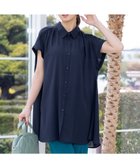 【ティアクラッセ/Tiaclasse】の【洗える】フレンチスリーブシャツチュニックブラウス ネイビー|ID: prp329100004547938 ipo3291000000032478547