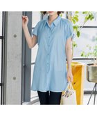 【ティアクラッセ/Tiaclasse】の【洗える】フレンチスリーブシャツチュニックブラウス サックスストライプ|ID: prp329100004547938 ipo3291000000032478551