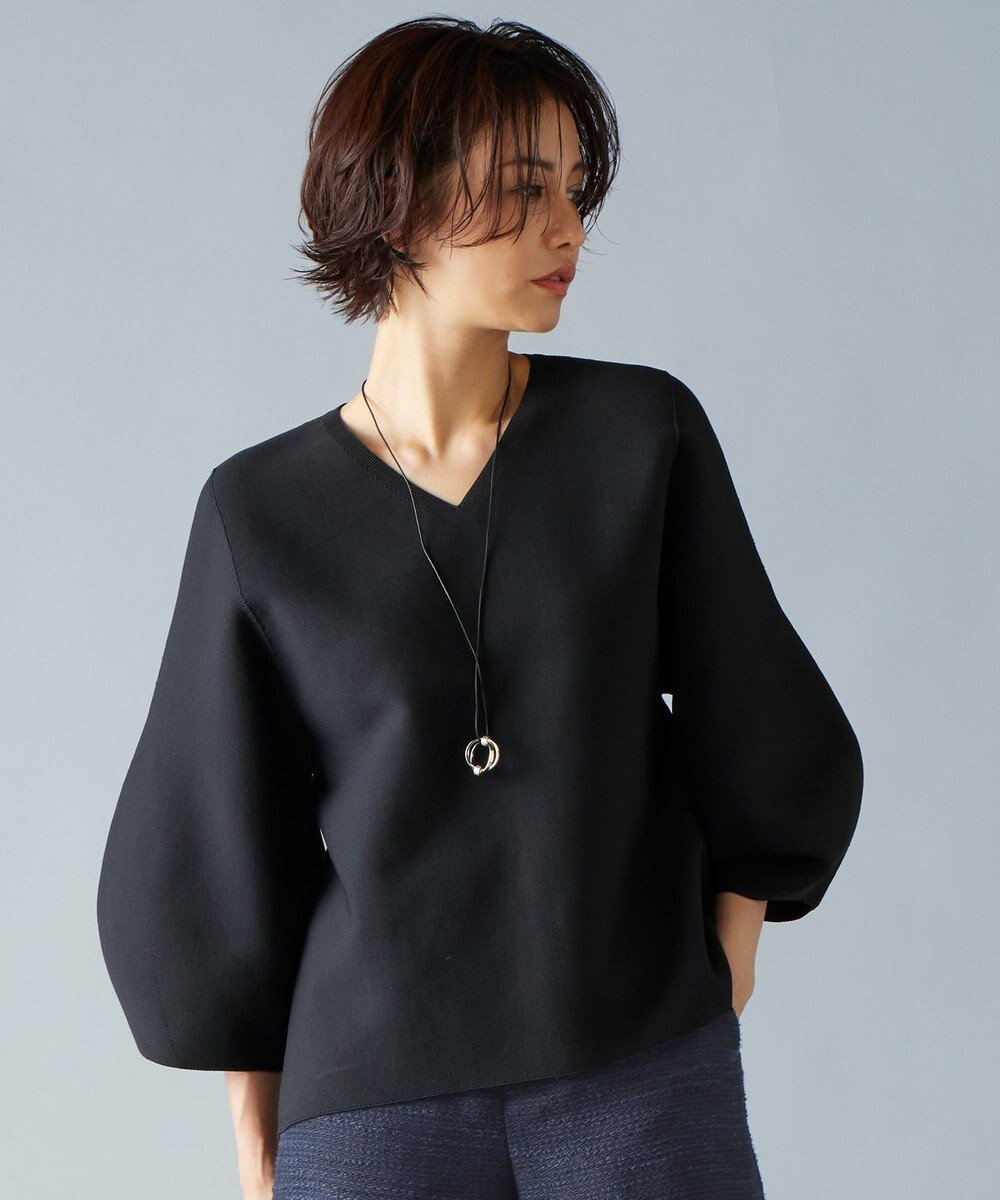 【自由区/JIYU-KU】の【セットアップ対応・洗える】ポリエステルホールガーメントバルーンスリーブ ニット インテリア・キッズ・メンズ・レディースファッション・服の通販 founy(ファニー) 　ファッション　Fashion　レディースファッション　WOMEN　トップス・カットソー　Tops/Tshirt　ニット　Knit Tops　セットアップ　Setup　トップス　Tops　ストレッチ　Stretch　スリーブ　Sleeve　セットアップ　Set Up　セーター　Sweater　バルーン　Balloon　パール　Pearl　フォルム　Form　再入荷　Restock/Back In Stock/Re Arrival　洗える　Washable　A/W・秋冬　Aw・Autumn/Winter・Fw・Fall-Winter　軽量　Lightweight　ブラック系|ID: prp329100004548119 ipo3291000000032141198