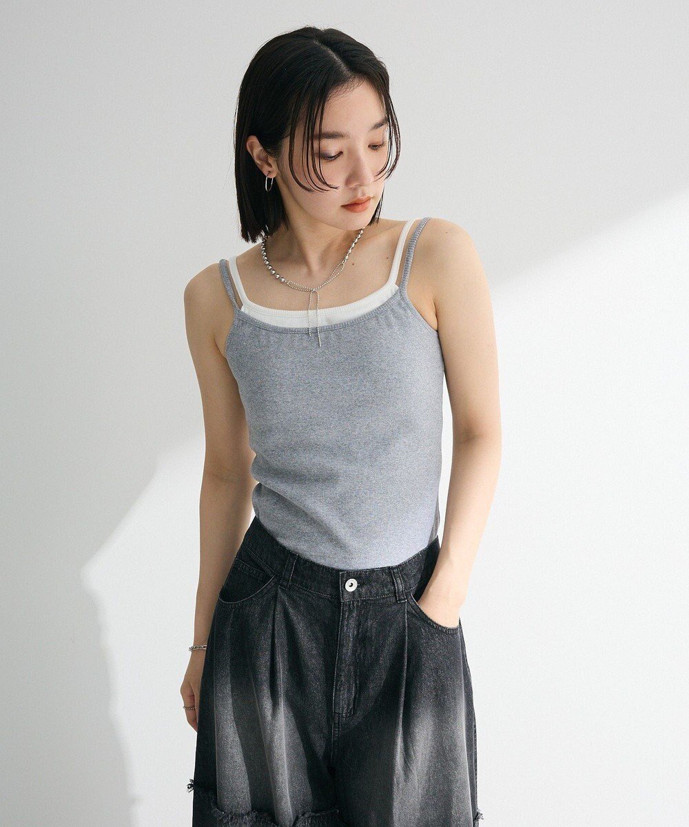 【グリーンパークス/Green Parks】の・Petit Fleur レイヤードキャミ(カップ付 インテリア・キッズ・メンズ・レディースファッション・服の通販 founy(ファニー) 　ファッション　Fashion　レディースファッション　Fashion for Women　トップス・カットソー　Cut & Sew Tops　キャミソール&ノースリーブ　Camisoles & Sleeveless Tops　おすすめ　Recommended / Our Picks　インナー　Innerwear　キャミソール　Camisole, Spaghetti Strap Top　タンク　Tank Top, Sleeveless Top　ポケット　Pocket, Pocket Detail　夏　Summer　春　Spring　S/S・春夏　SS, Spring/Summer, Warm Season　Gray Mixture|ID: prp329100004548199 ipo3291000000032721260