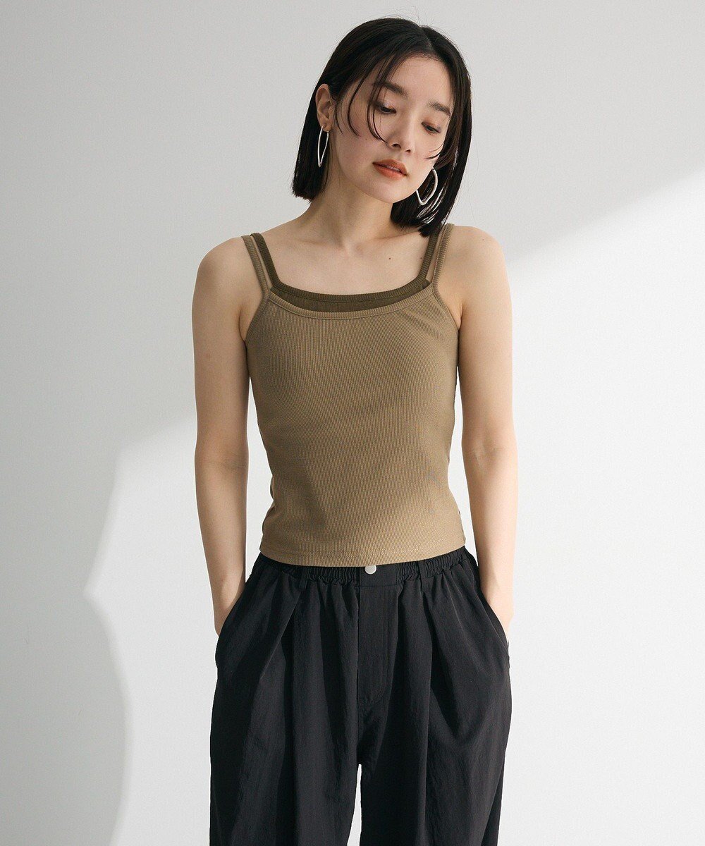 【グリーンパークス/Green Parks】の・Petit Fleur レイヤードキャミ(カップ付 インテリア・キッズ・メンズ・レディースファッション・服の通販 founy(ファニー) 　ファッション　Fashion　レディースファッション　Fashion for Women　トップス・カットソー　Cut & Sew Tops　キャミソール&ノースリーブ　Camisoles & Sleeveless Tops　おすすめ　Recommended / Our Picks　インナー　Innerwear　キャミソール　Camisole, Spaghetti Strap Top　タンク　Tank Top, Sleeveless Top　ポケット　Pocket, Pocket Detail　夏　Summer　春　Spring　S/S・春夏　SS, Spring/Summer, Warm Season　Gray Beige|ID: prp329100004548199 ipo3291000000032721263