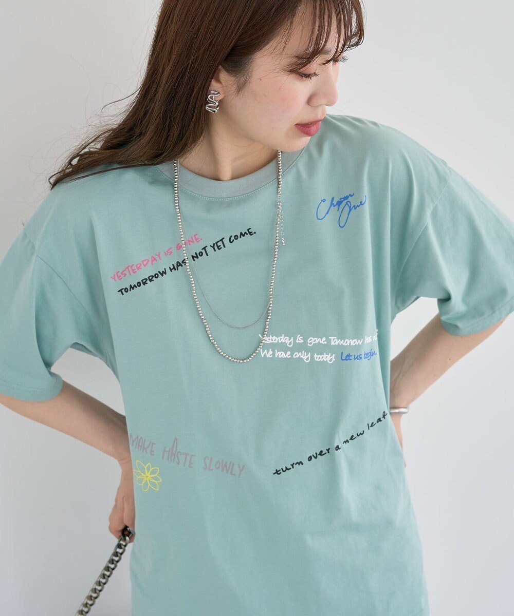 【グリーンパークス/Green Parks】の・ELENCARE DUE イロイロロゴptTEE インテリア・キッズ・メンズ・レディースファッション・服の通販 founy(ファニー) 　ファッション　Fashion　レディースファッション　Fashion for Women　トップス・カットソー　Cut & Sew Tops　シャツ・ブラウス・オフィスカジュアル　Elegant Blouses & Button-Ups　ロングTシャツ・Tシャツ　Longline T-Shirts & Tees　カットソー・ベーシックTシャツ　Cut-and-Sewn Tops / Stretch Tees & Basics　おすすめ　Recommended / Our Picks　カットソー　Cut and Sewn Top　フォルム　Silhouette, Form　プリント　Print, Printed Pattern　ベーシック　Basic, Essential　ボトム　Bottoms, Lower Wear　ポケット　Pocket, Pocket Detail　リラックス　Relax, Relaxed Fit　夏　Summer　春　Spring　S/S・春夏　SS, Spring/Summer, Warm Season　Mint|ID: prp329100004548204 ipo3291000000032580119