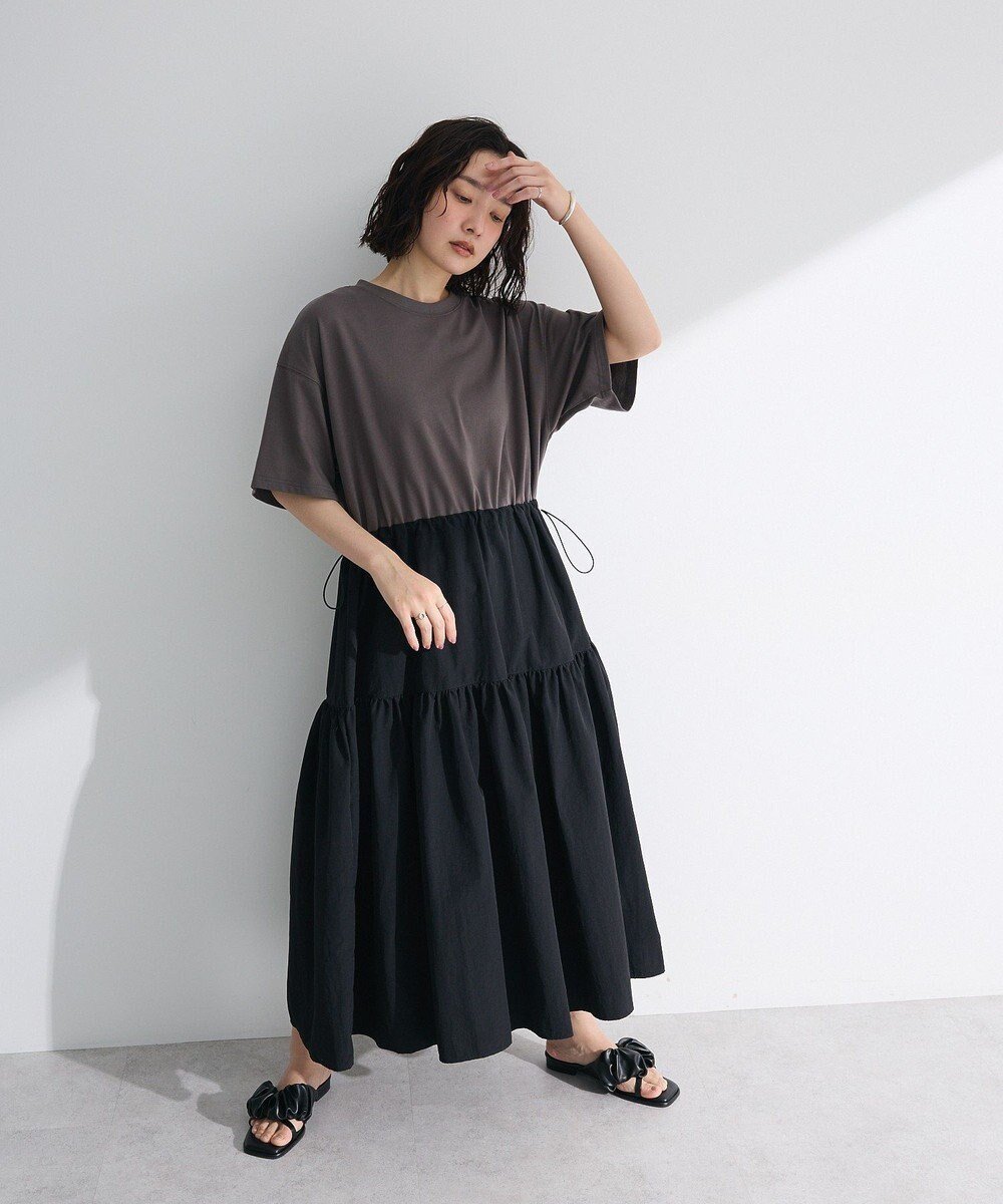【グリーンパークス/Green Parks】の・ELENCARE DUE ドッキングTEEワンピー インテリア・キッズ・メンズ・レディースファッション・服の通販 founy(ファニー) 　ファッション　Fashion　レディースファッション　Fashion for Women　ワンピース　Dresses　ティアードスカート　Tiered Skirt, Flounced Skirt　ドッキング　Docking, Mixed Material　ポケット　Pocket, Pocket Detail　夏　Summer　春　Spring　S/S・春夏　SS, Spring/Summer, Warm Season　Black|ID: prp329100004548209 ipo3291000000032141816